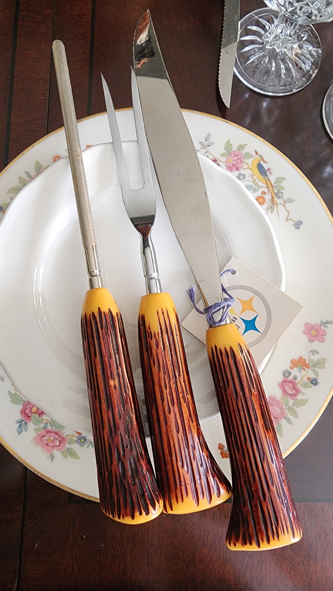 3 Piece Faux Antlers Meat Carving Set Sheffield England