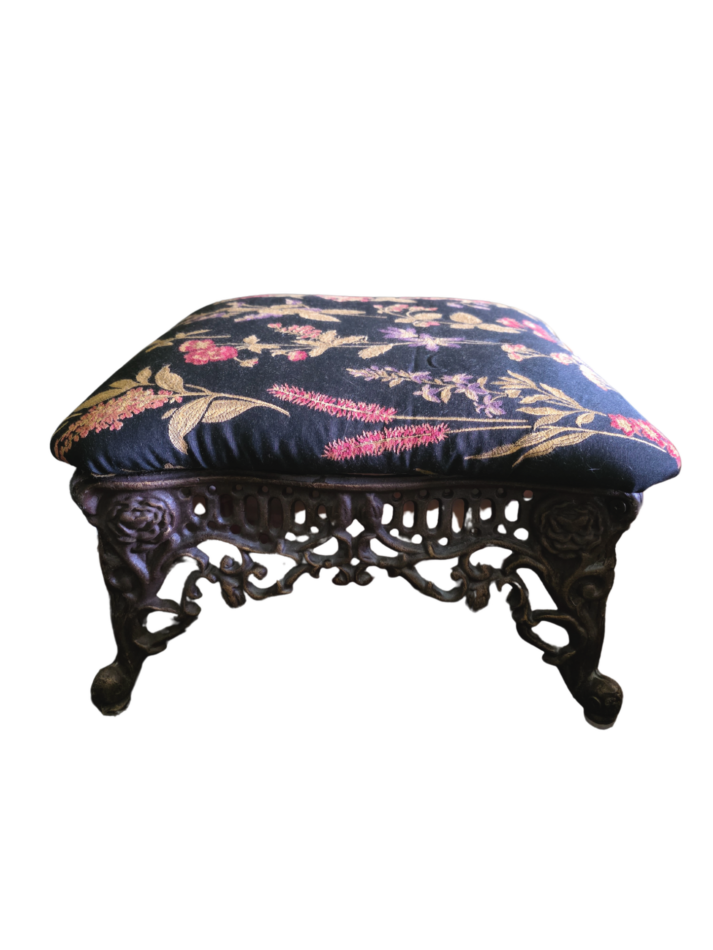 Vintage Victorian Style Iron Queen Anne Foot Rest Ottoman