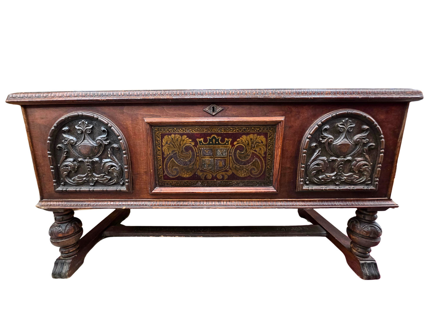 Antique Ed Roos Cedar Chest In Jacobian Style