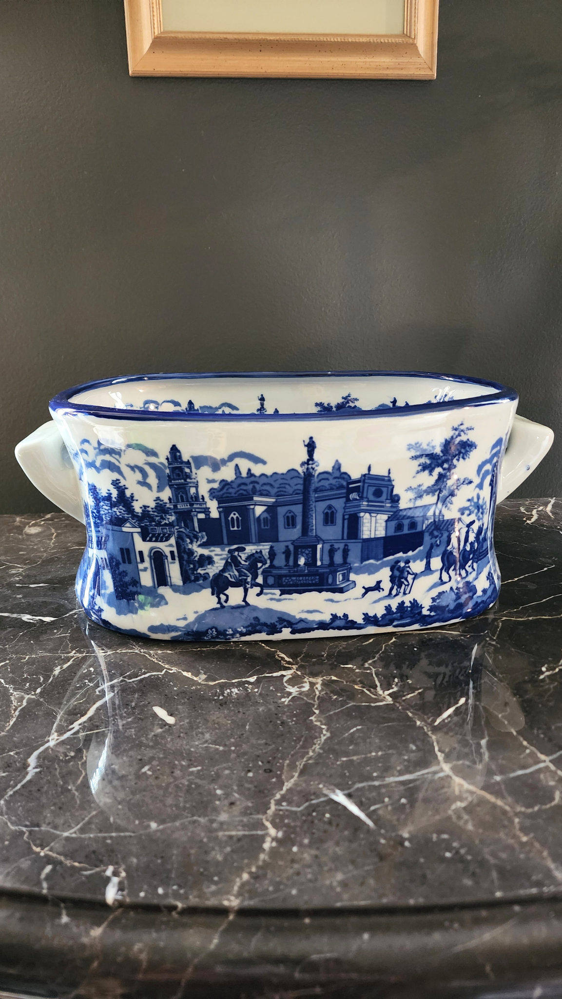 Blue and White footbath Chinoiseries Planter | Blue and White Footbath Planter