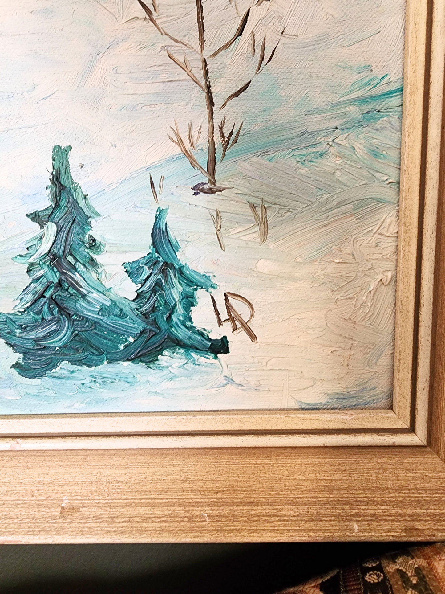 Vintage winter Scene wonderland Oil Painting country theme