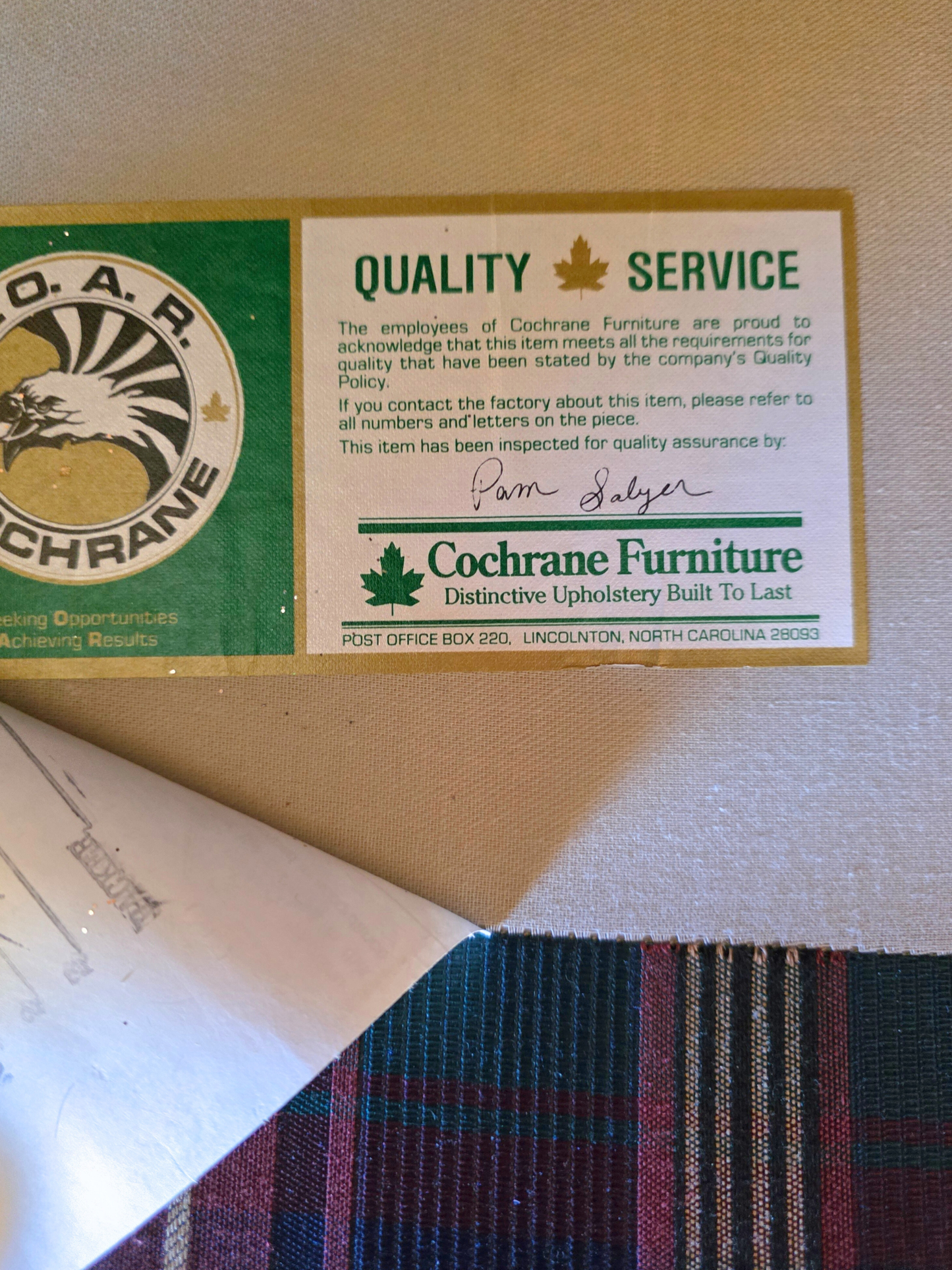 Wingback Chair in Ralph Lauren Style Plaid Upholstery