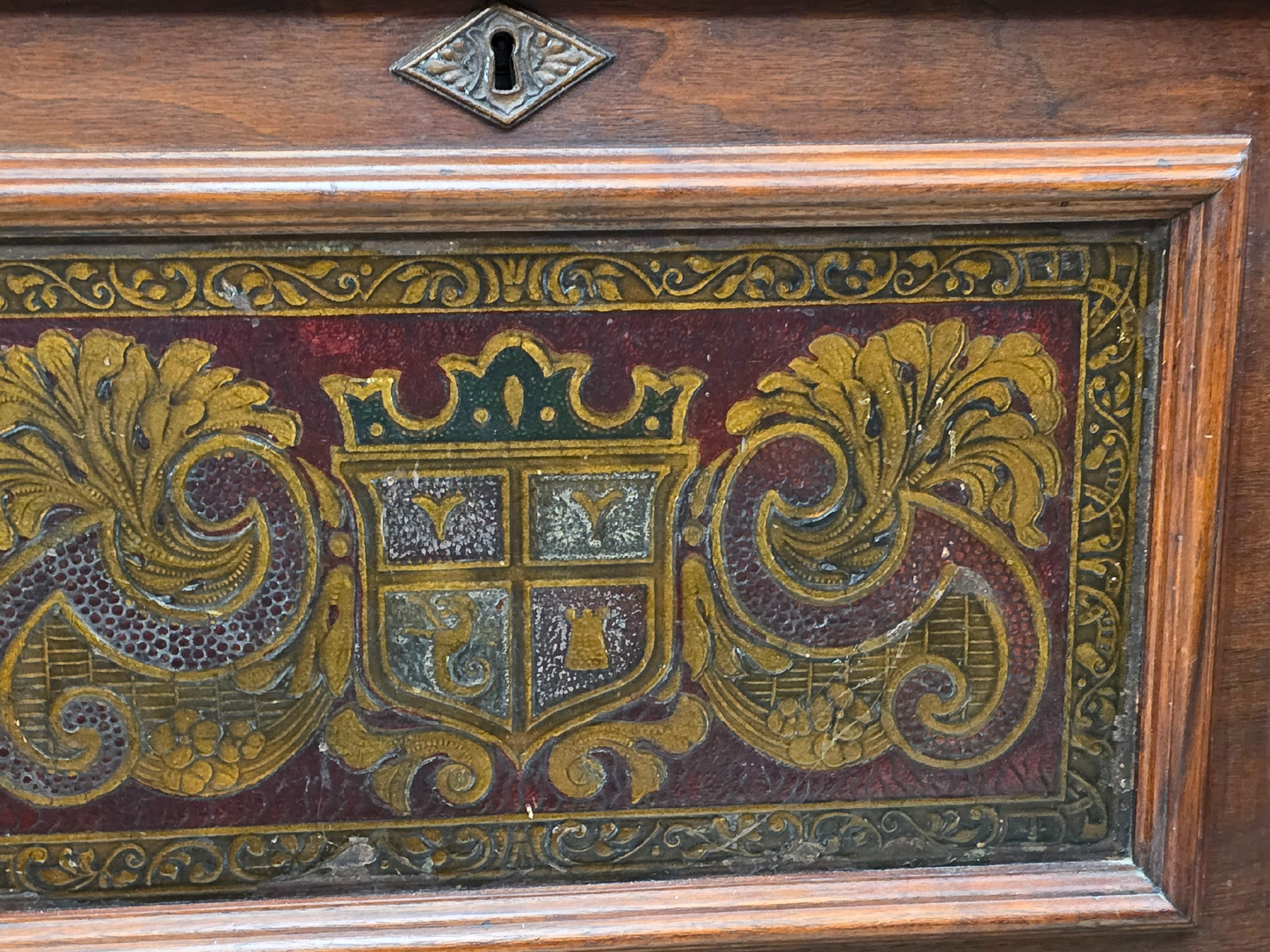 Antique Ed Roos Cedar Chest In Jacobian Style