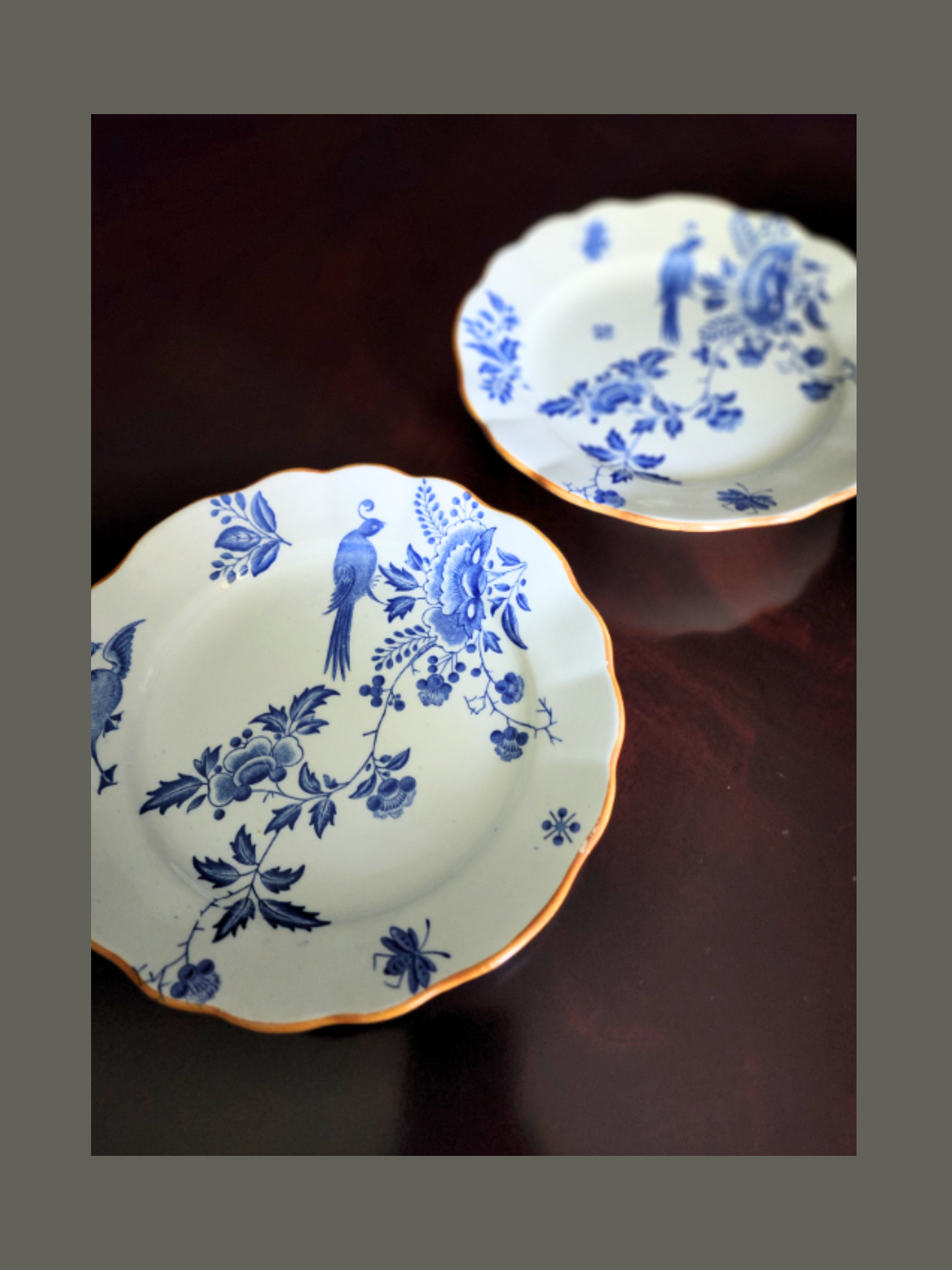 Antique Chinoiserie Style Compote Boch Frères Keramis Paon Blue and White Compote- Set of 2