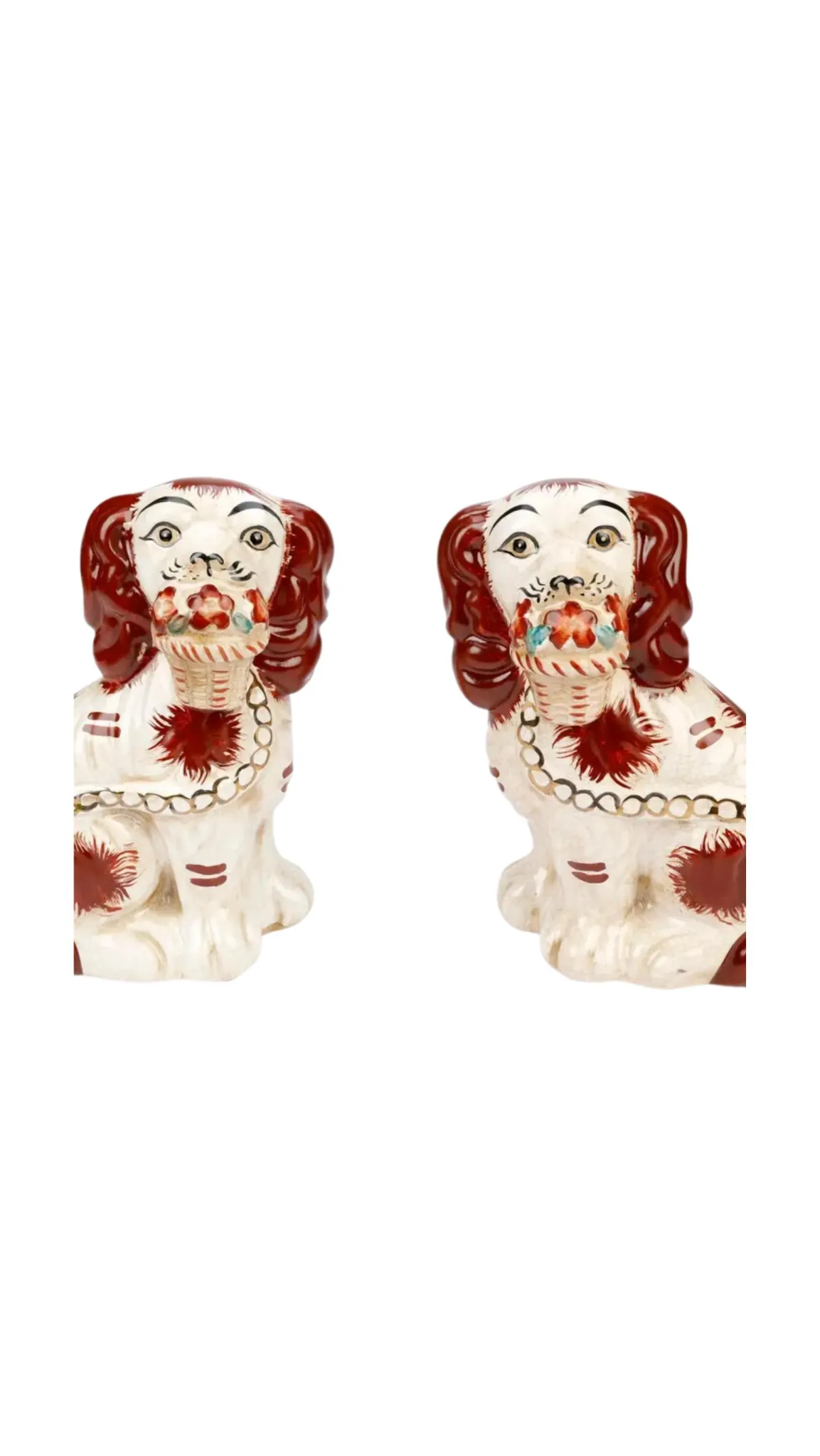 Staffordshire Dog Pair Brown with Baskets