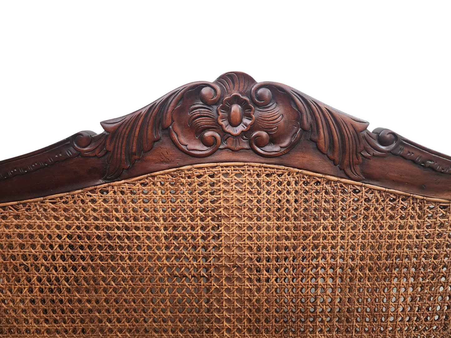 Louis XV Style Walnut and Caned Bench, Early to Mid 1900s-60s