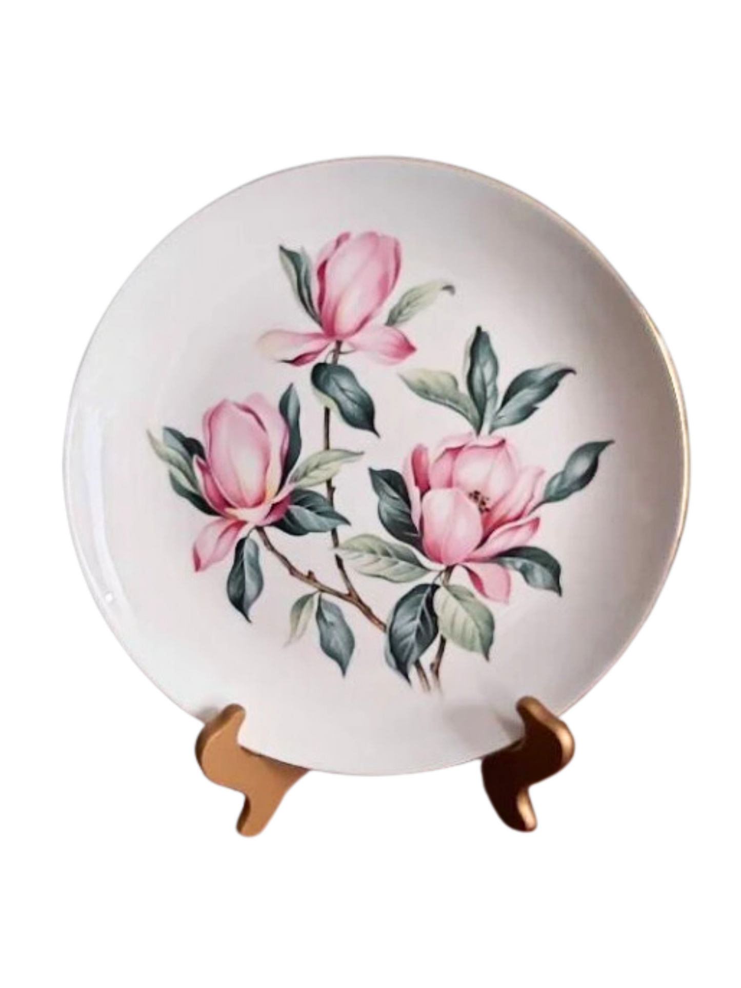 Vintage Spring Plates Pink Magnolia Rhythm Homer Laughlin 8 Dinner Plates