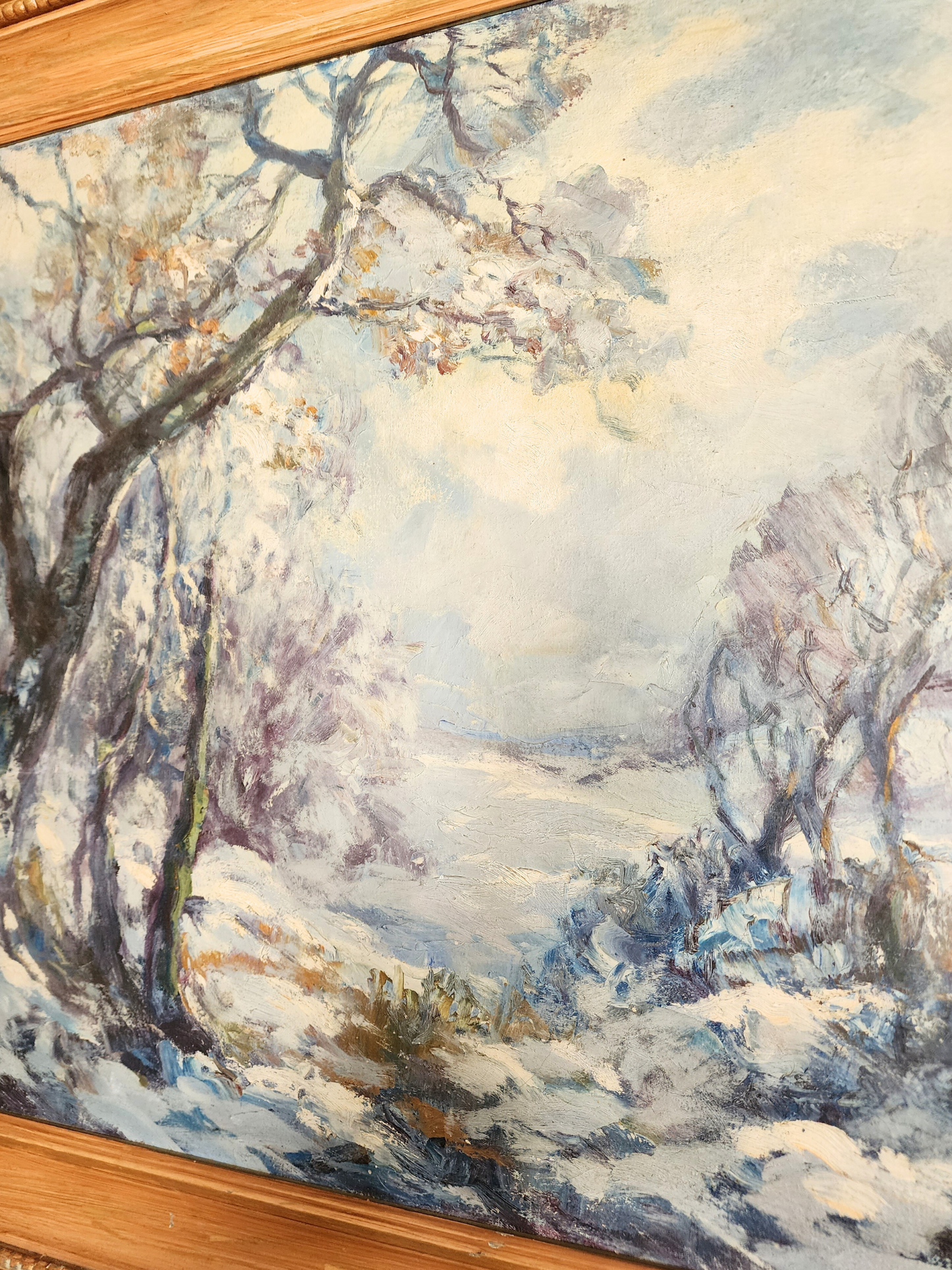 Large Winter Landscape Original Oil Painting Elmer Berge