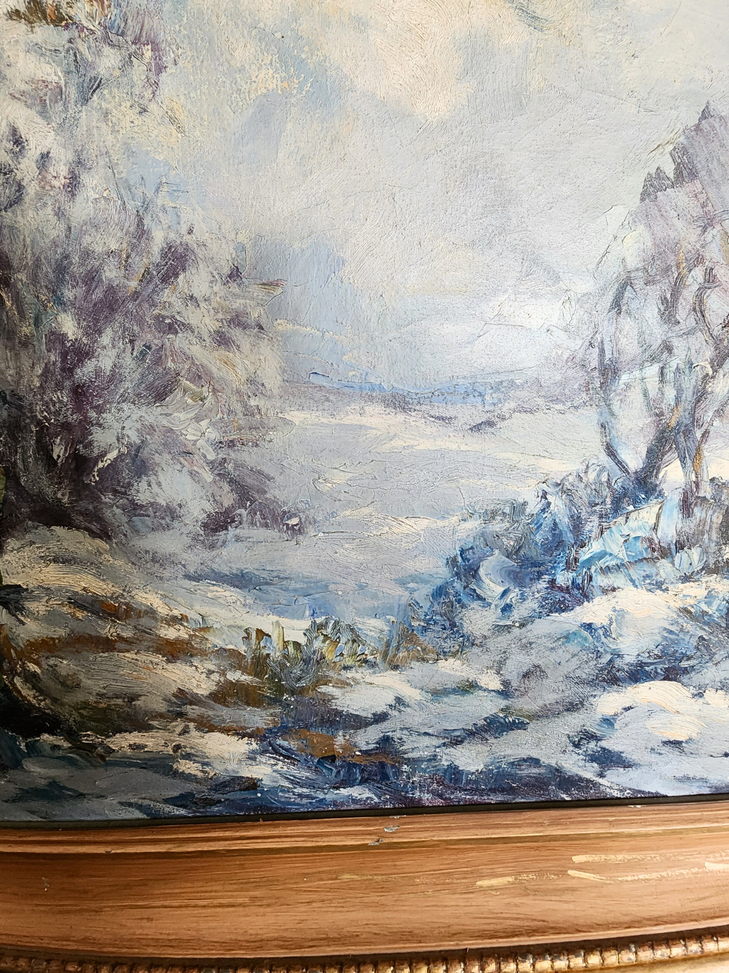 Large Winter Landscape Original Oil Painting Elmer Berge