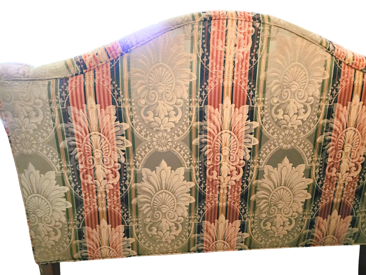 Camelback Damask Settee Loveseat in Chippendale style Claw and Ball foot