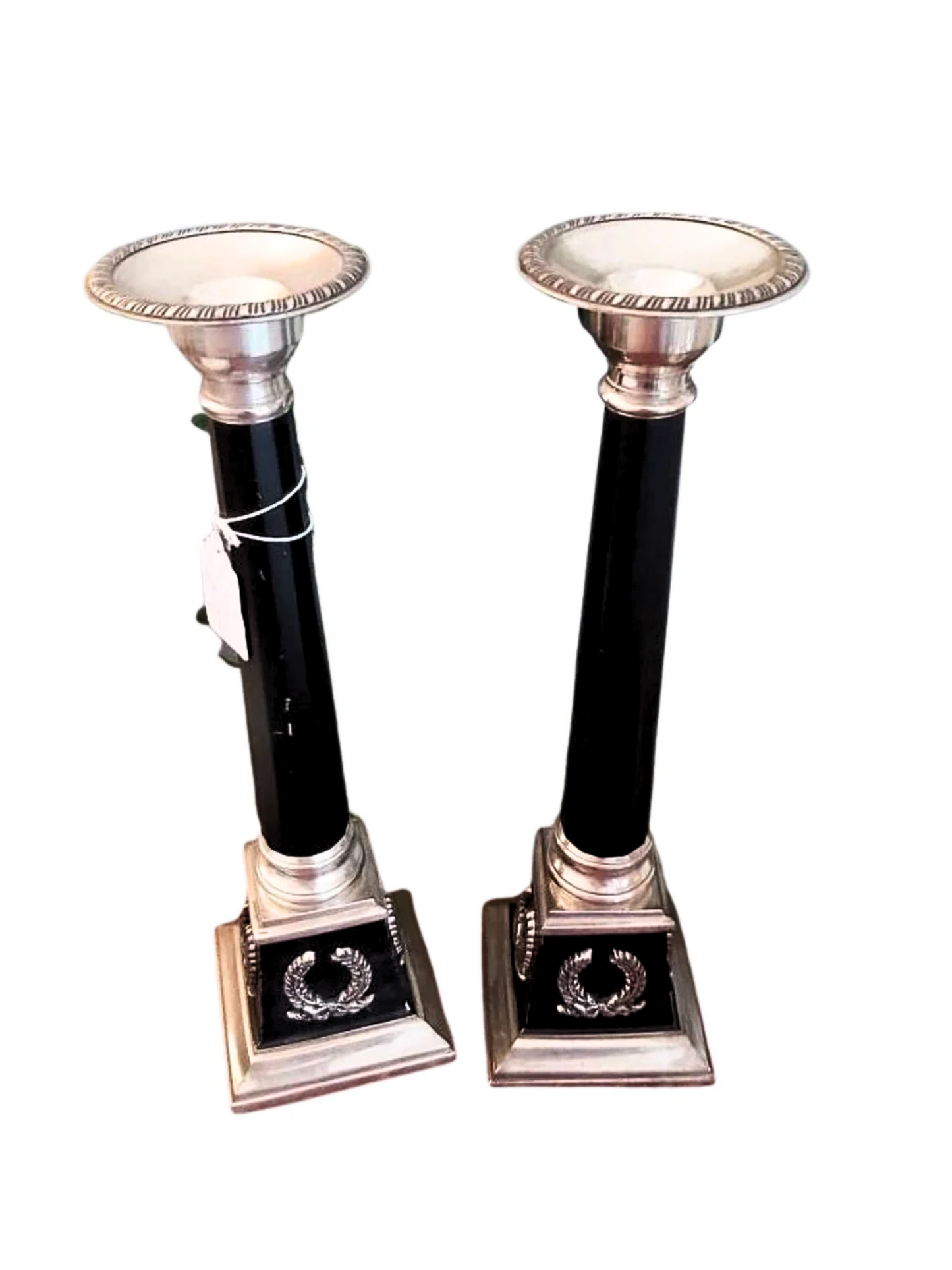 Vintage Bombay Silver Plated Candlesticks candle holders with laurel design