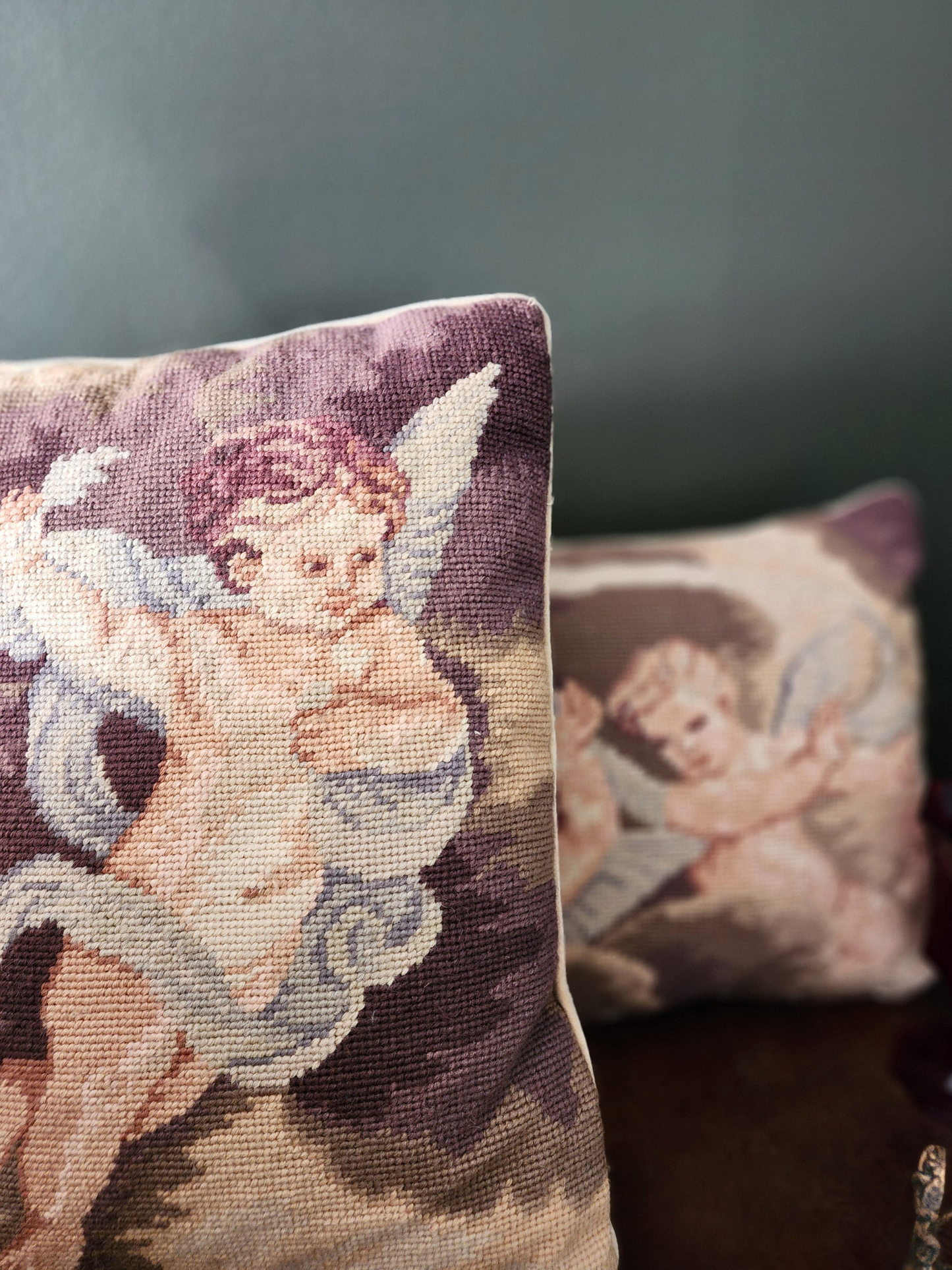 Needlepoint Embroidery Pillow Angel | Tapestry Pillow Holiday