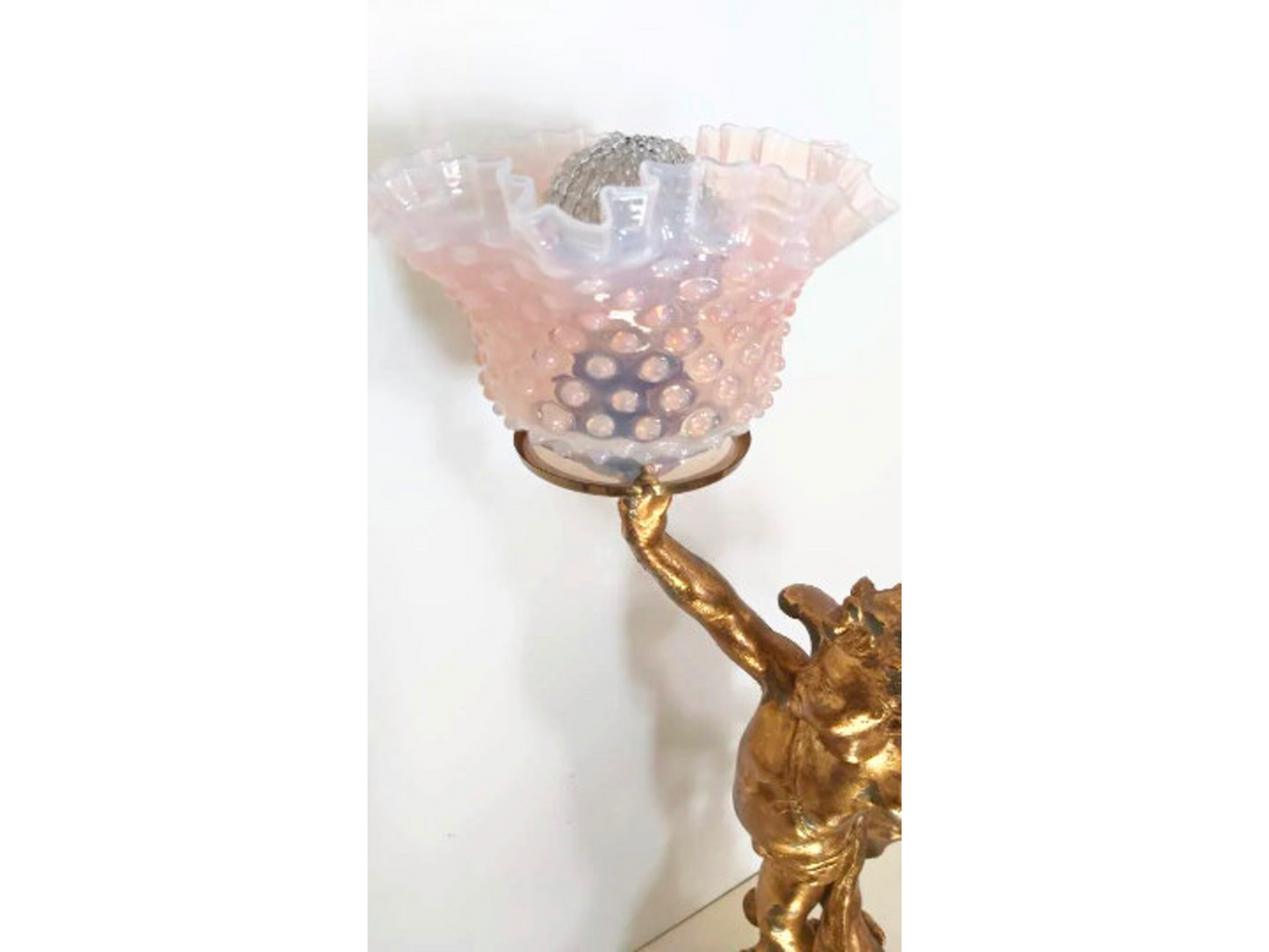 Figure Statue lamp| French cherub table lamp Antique Bronze French Angel lamp Nouveau Figurine | Cherub Putti Lamp|Hobnail lamp|spelter lamp