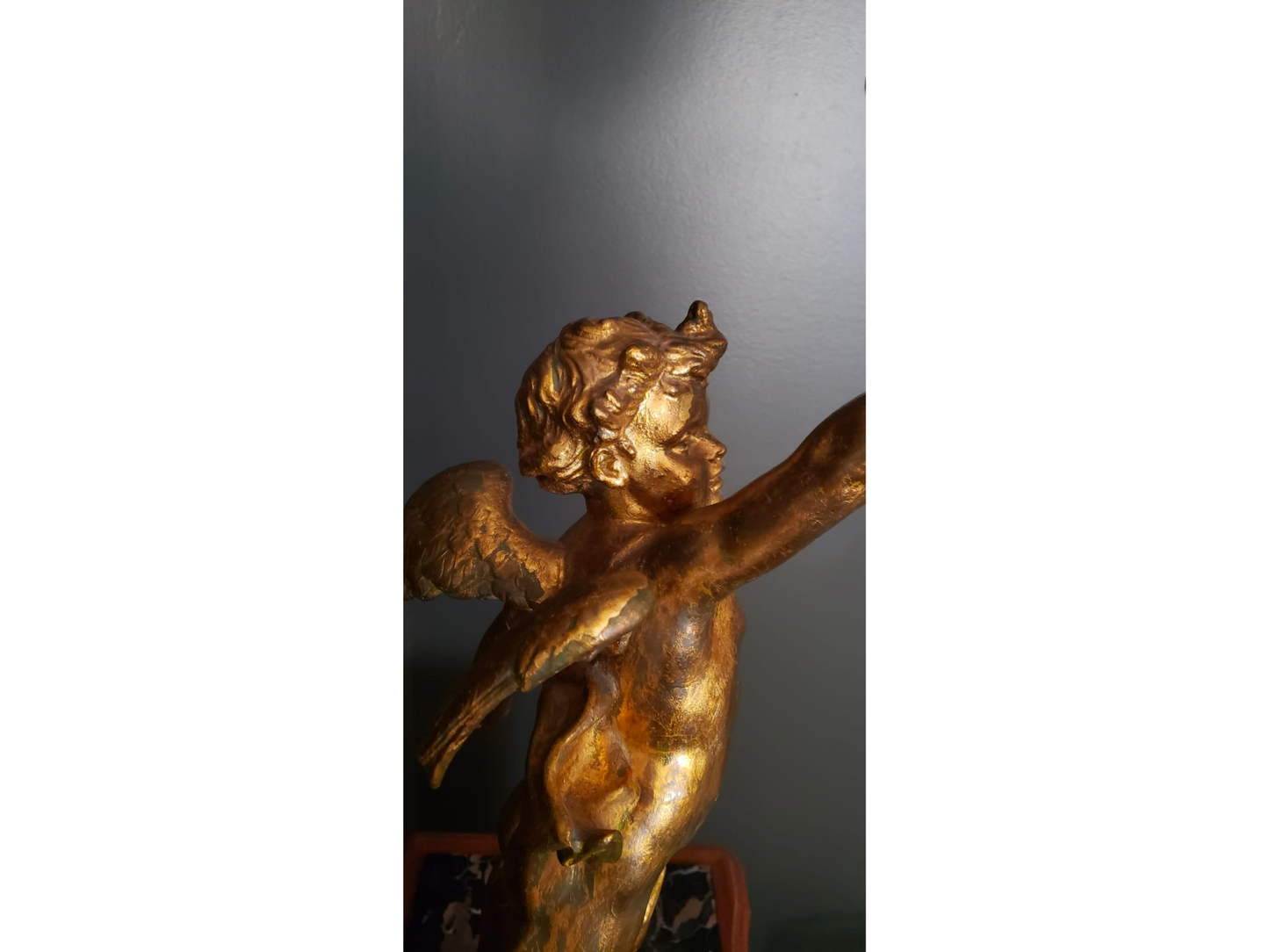 Figure Statue lamp| French cherub table lamp Antique Bronze French Angel lamp Nouveau Figurine | Cherub Putti Lamp|Hobnail lamp|spelter lamp