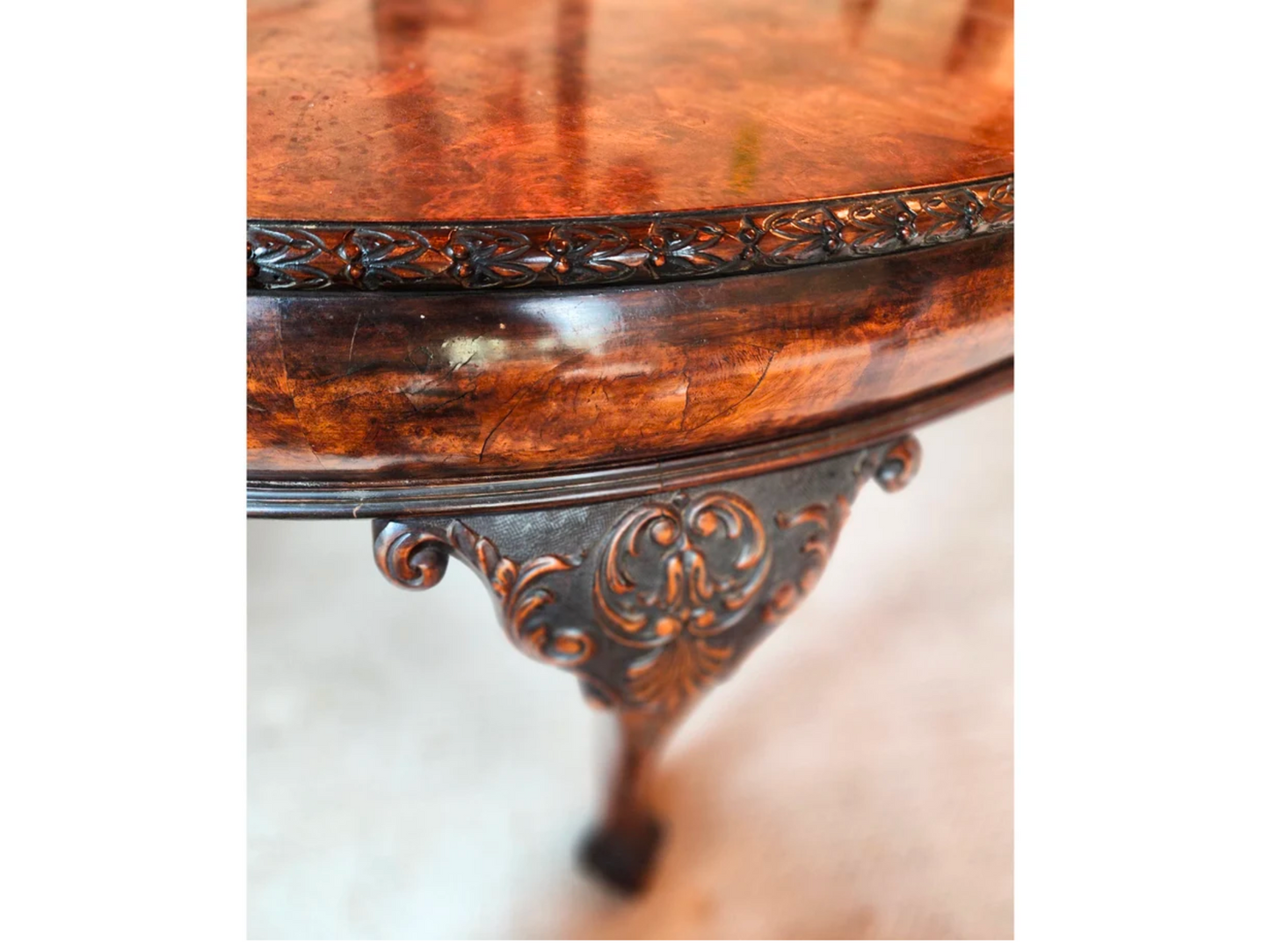 Antique dining table | Burlwood Ball and Claw Dining Table | English Antique dining table | Traditional dining table