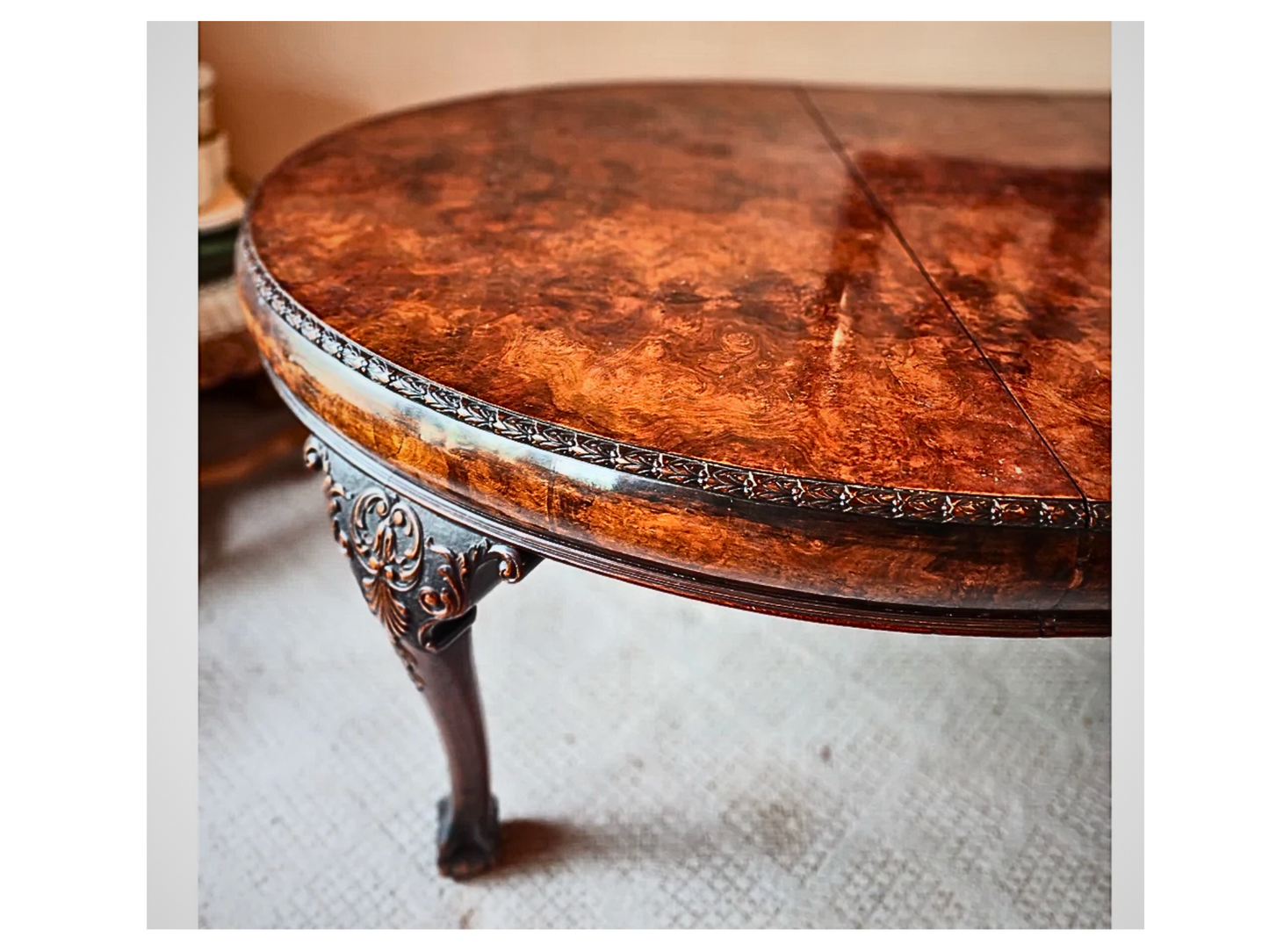 Antique dining table | Burlwood Ball and Claw Dining Table | English Antique dining table | Traditional dining table