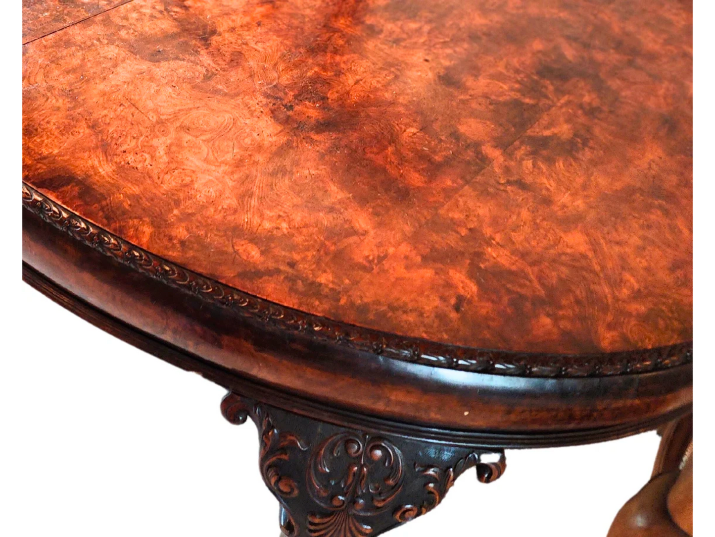 Antique dining table | Burlwood Ball and Claw Dining Table | English Antique dining table | Traditional dining table