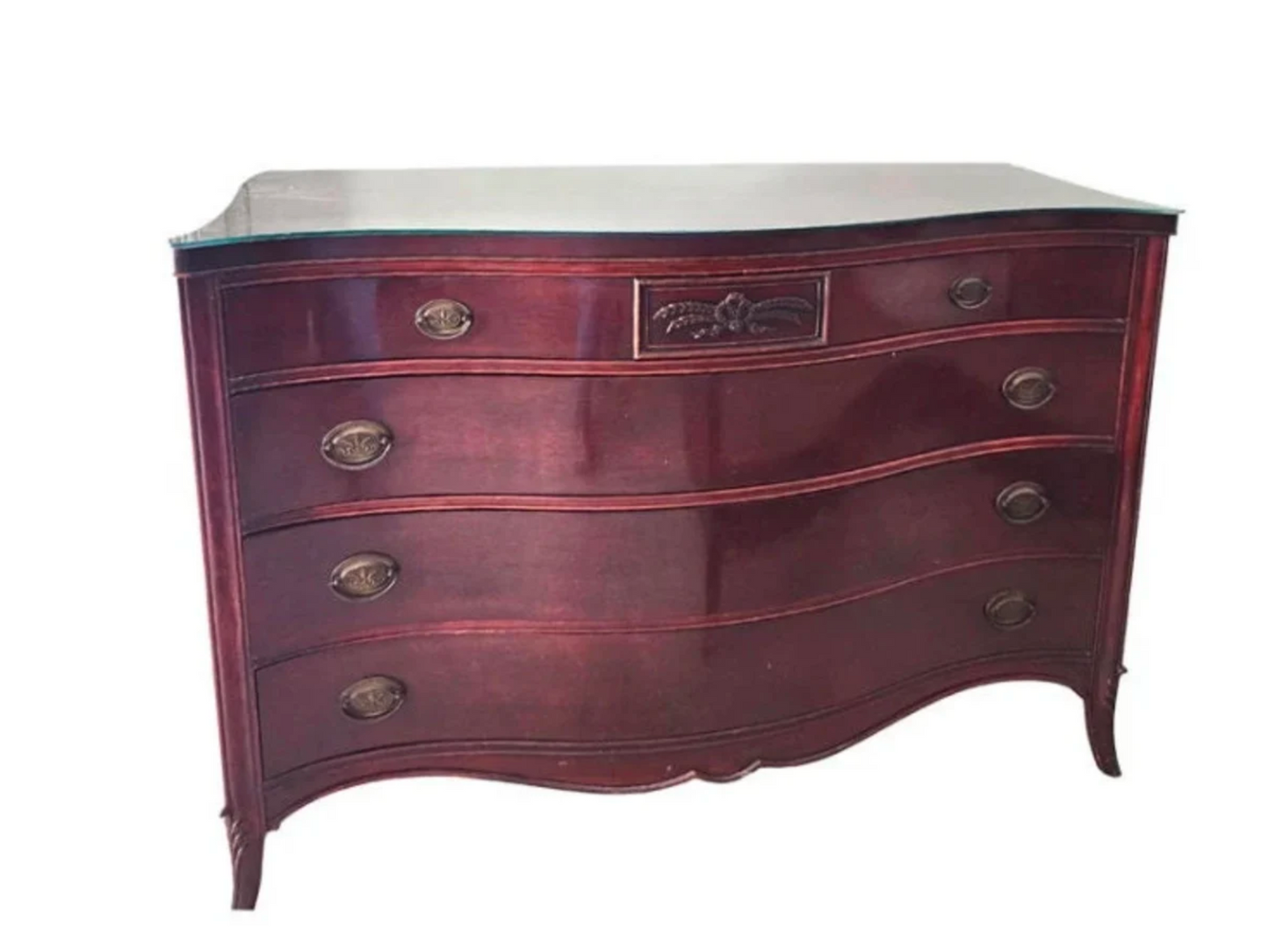 1940s Mahogany Hepplewhite Style Serpentine Front Chest of Drawers