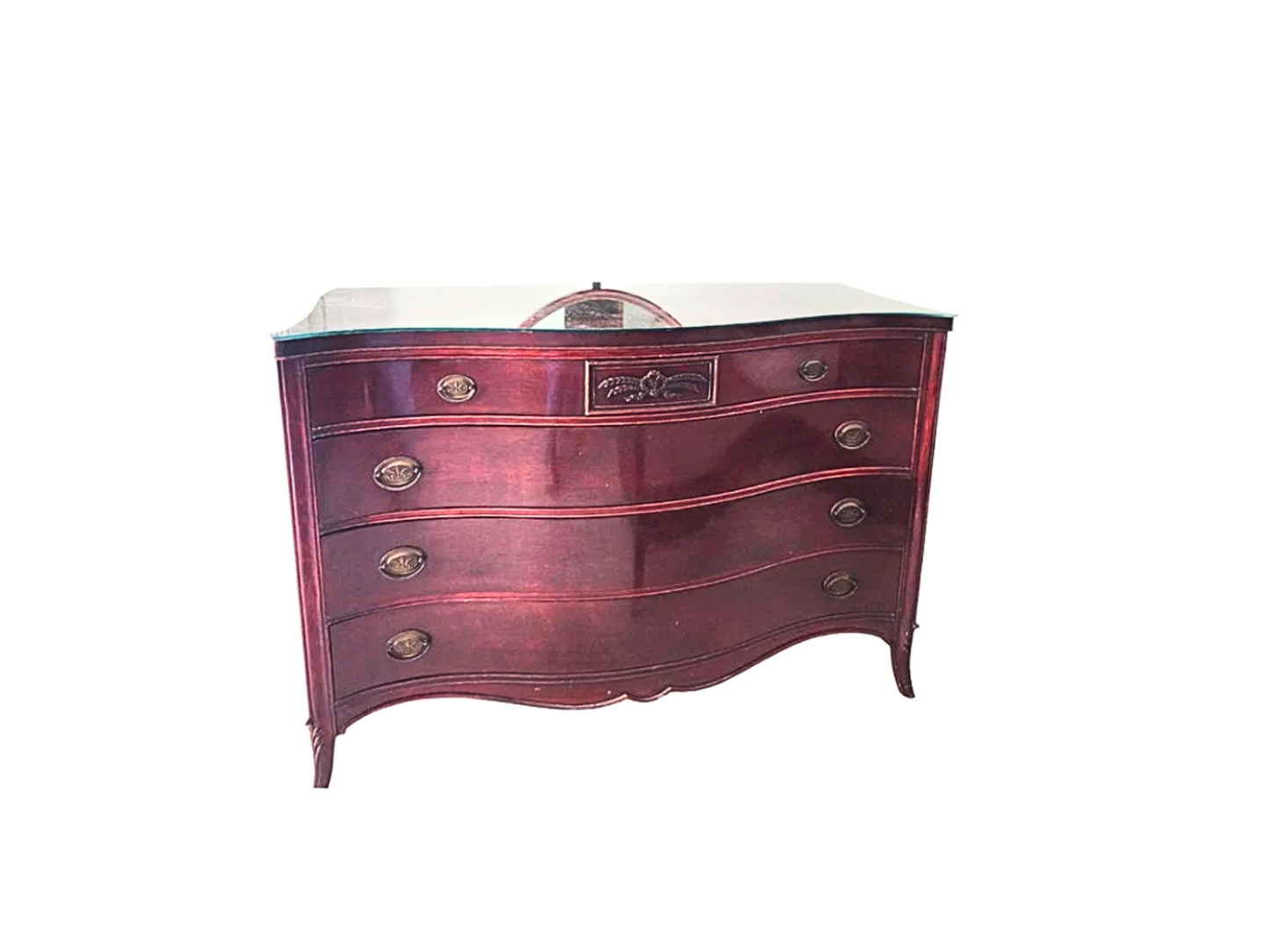 1940s Mahogany Hepplewhite Style Serpentine Front Chest of Drawers