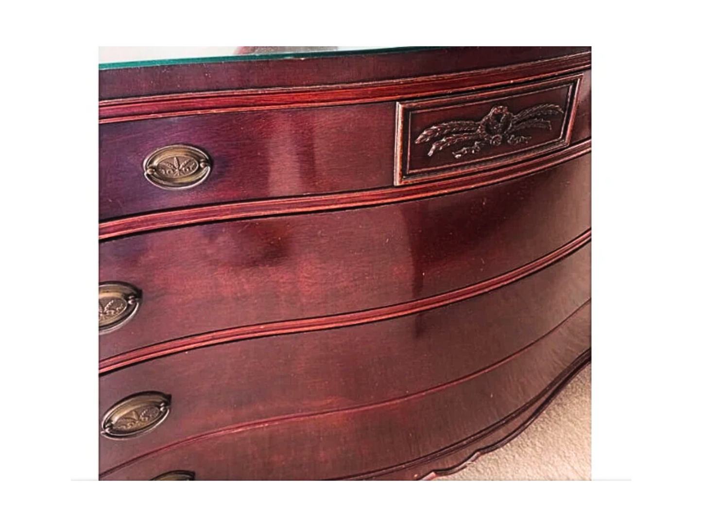 1940s Mahogany Hepplewhite Style Serpentine Front Chest of Drawers