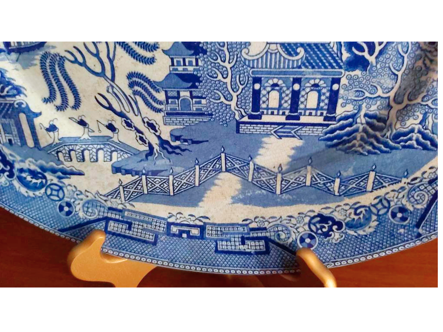 Antique Blue Willow | Blue & White Willow Ware Platter | Blue willow pearlware plate | rare Staffordshire