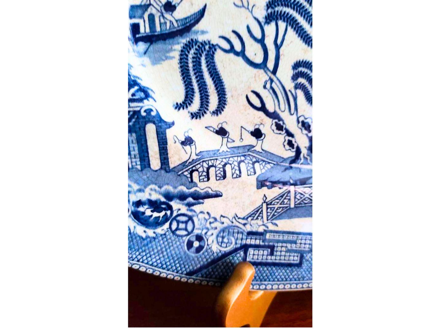 Antique Blue Willow | Blue & White Willow Ware Platter | Blue willow pearlware plate | rare Staffordshire