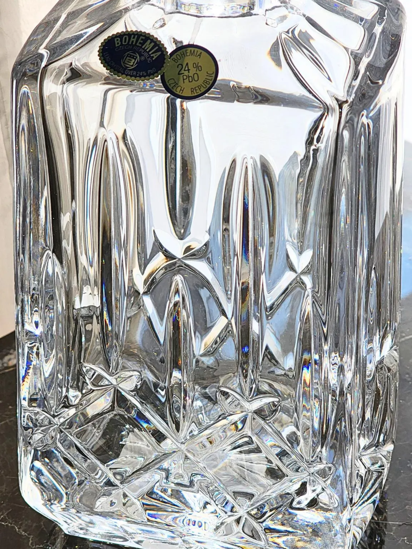 Crystal Decanter Bohemian Cut Glass Crystal Bourbon Decanter