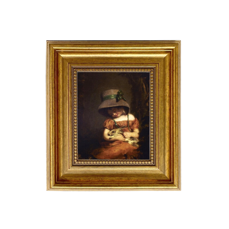 Girl with Rabbit Framed Oil Painting Print On Canvas