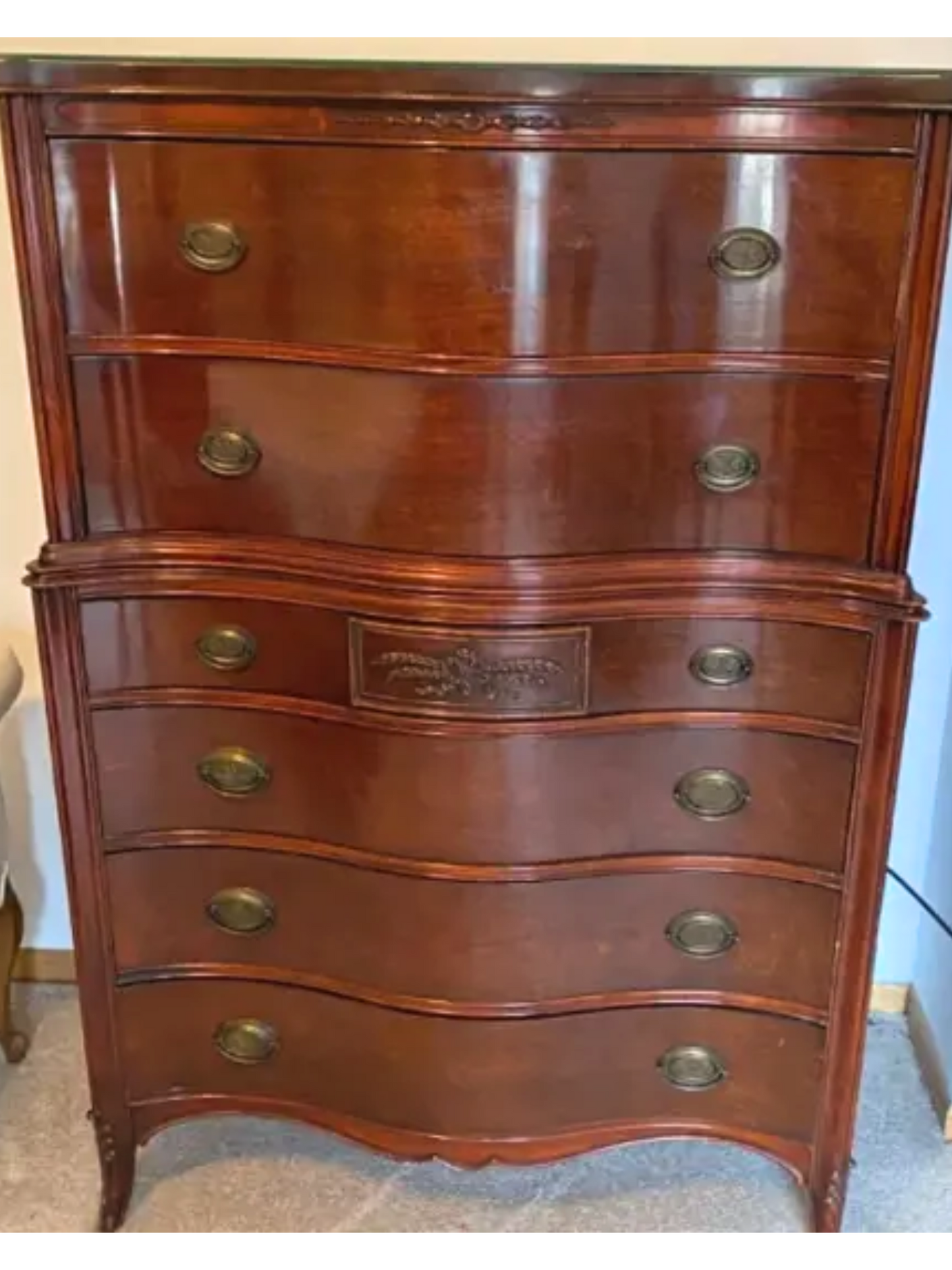Hepplewhite style Mahogany Dresser | Highboy Mahogany dresser | 1940 Mahogany dresser