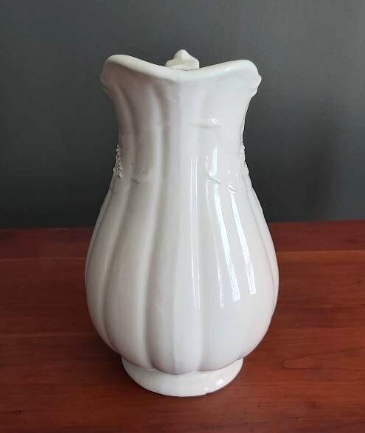 Vintage White Ironstone Pitcher and Basin Set - Antique Wash Bowl and Pitcher - Classic Home Decor Collectible | Wheat design pitcher