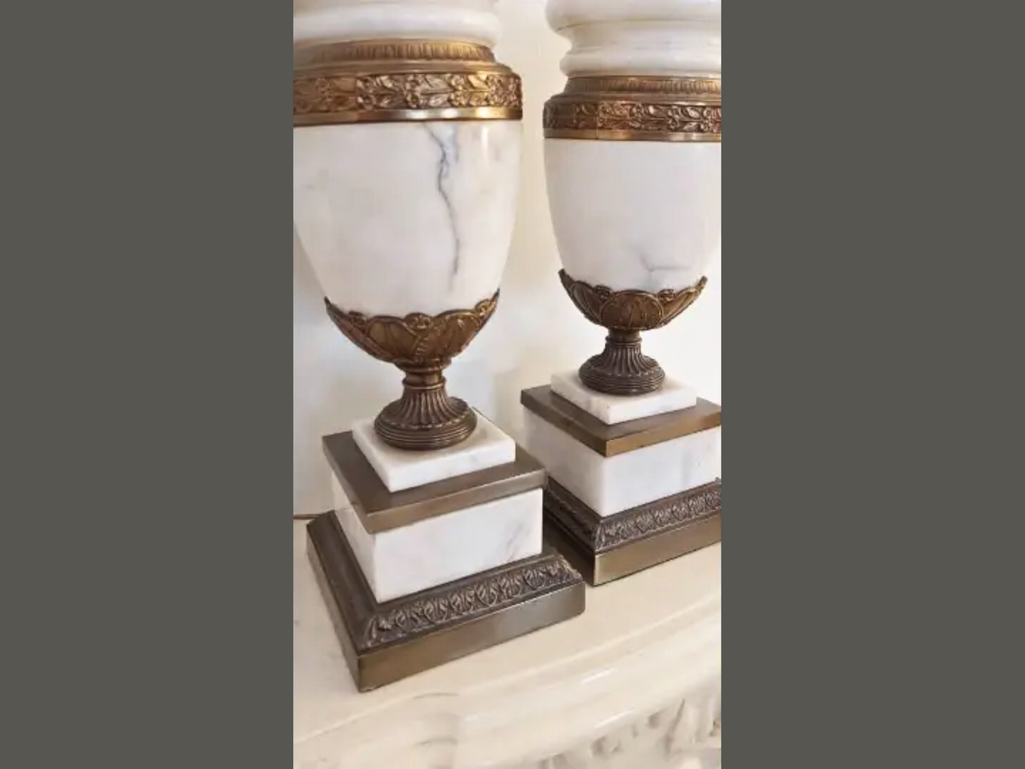 Italian Marble Table Lamps Neoclassical Style