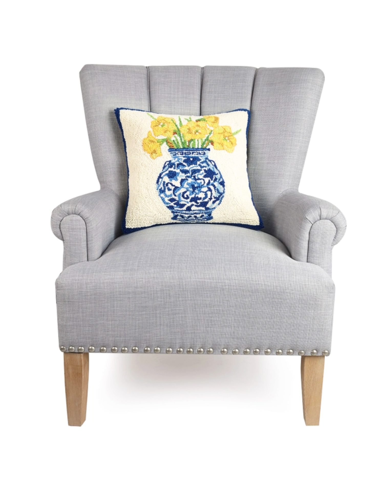 Chinoiserie Vase Daffodils Hook Pillow