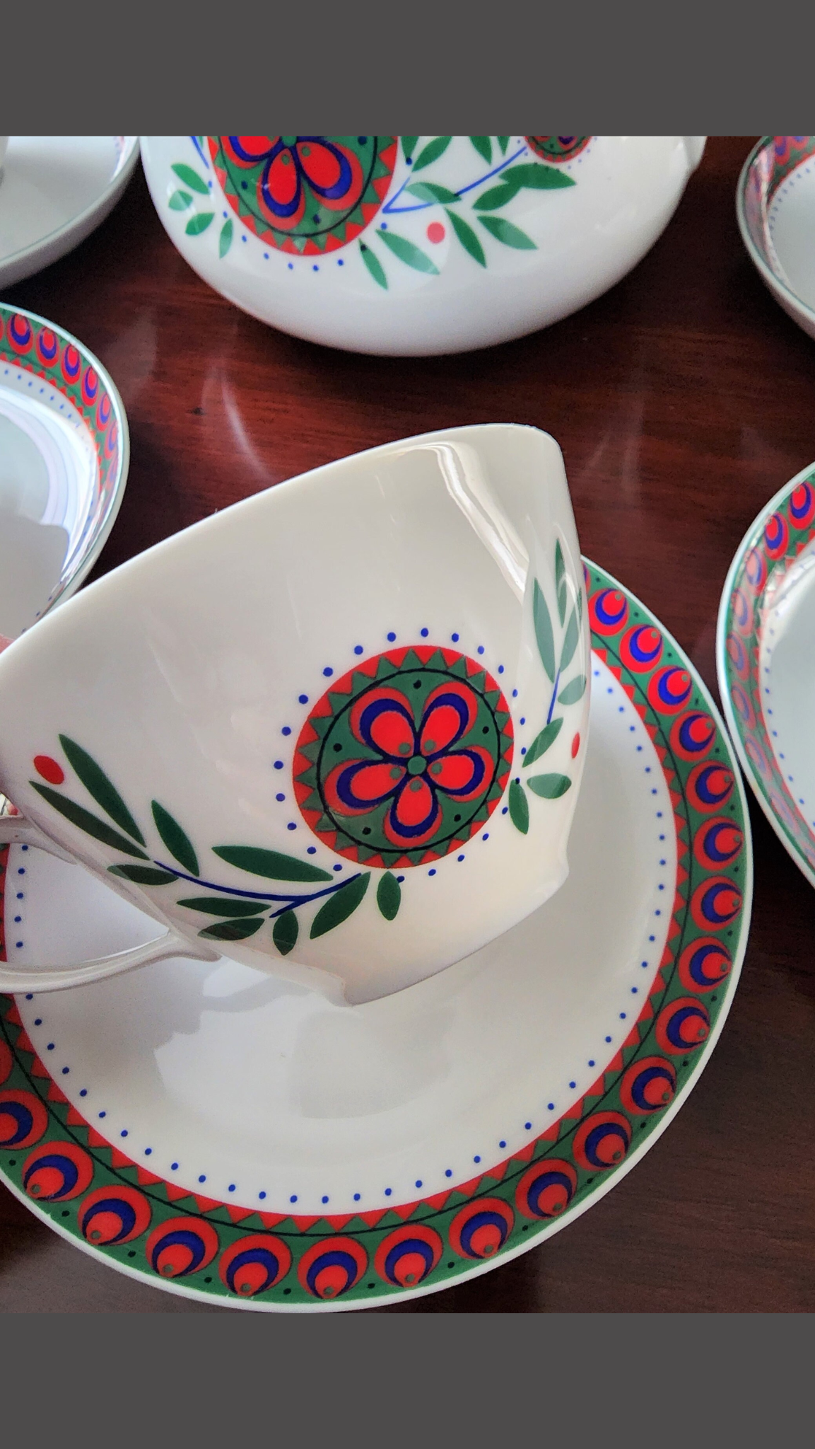 Tea Set Fürstenberg Germany Teapot set of 7 | Fürstenberg teapot tea cups with saucers