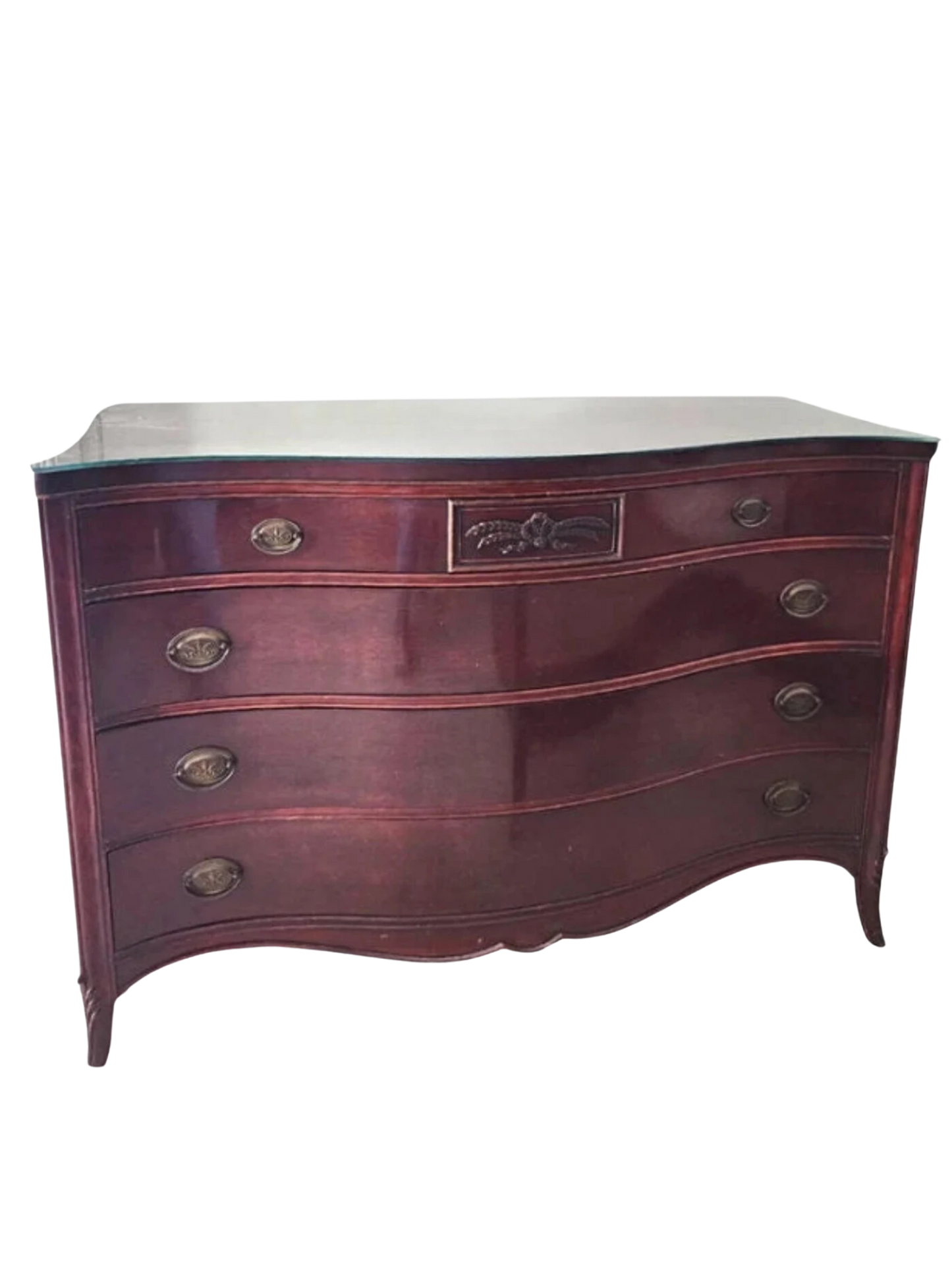 1940s Mahogany Hepplewhite Style Serpentine Front Chest of Drawers