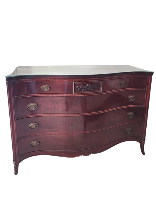 1940s Mahogany Hepplewhite Style Serpentine Front Chest of Drawers