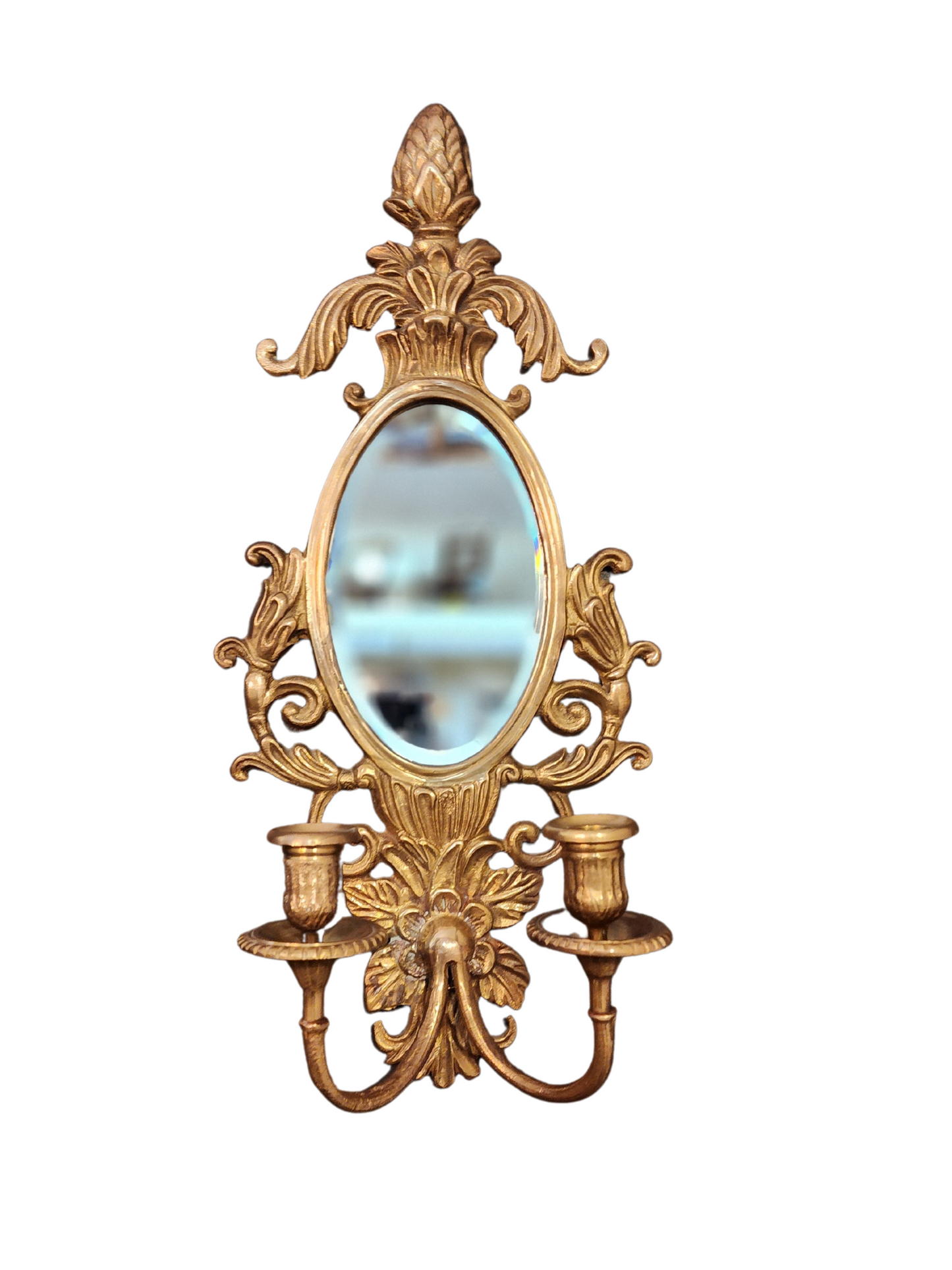 Vintage Barss Wall Sconces | Brass Mirrored Candle Holder Wall Sconces