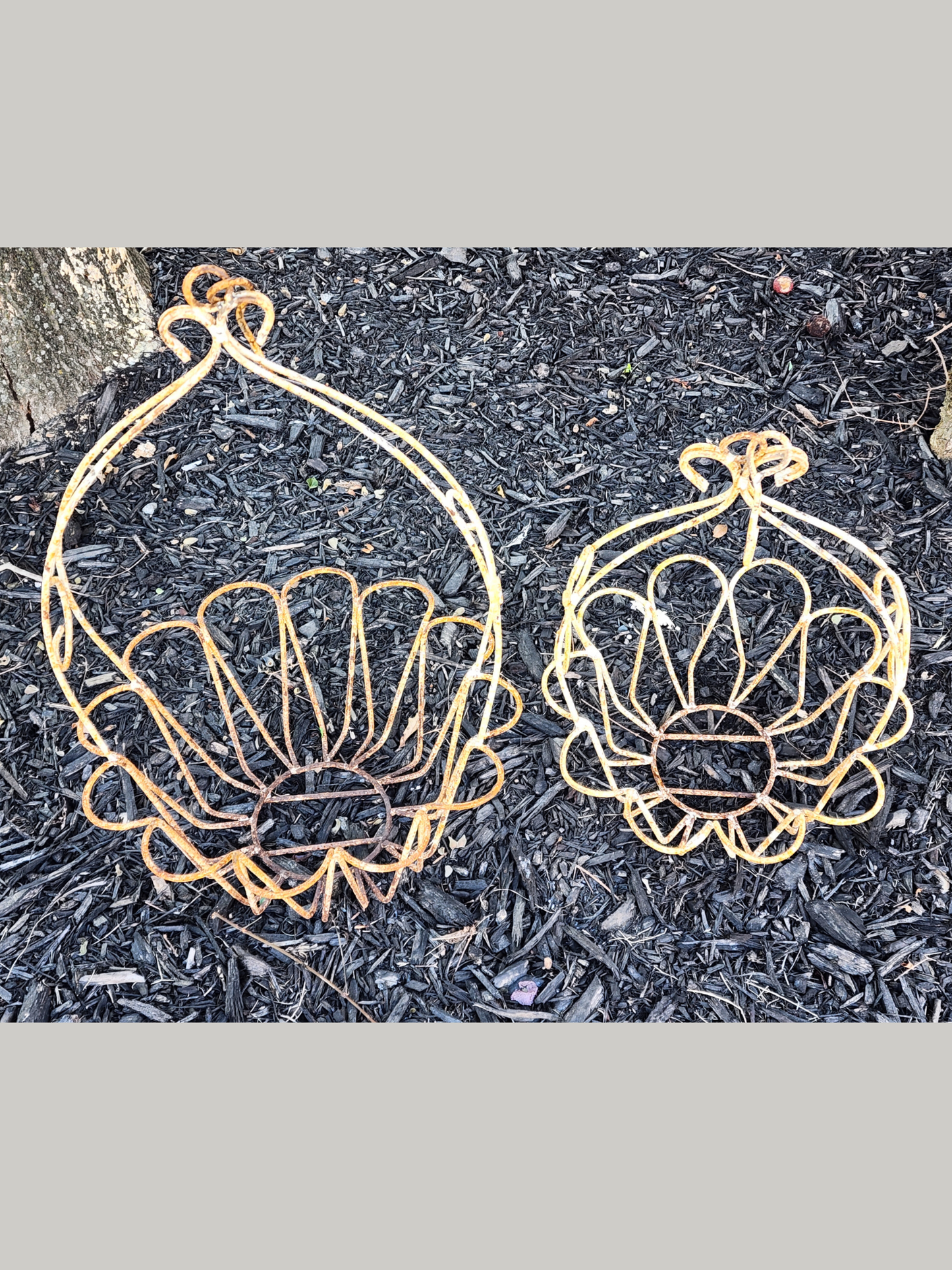 Pair of Vintage Wrought Iron Garden Planters for Distinctive Outdoor Spaces