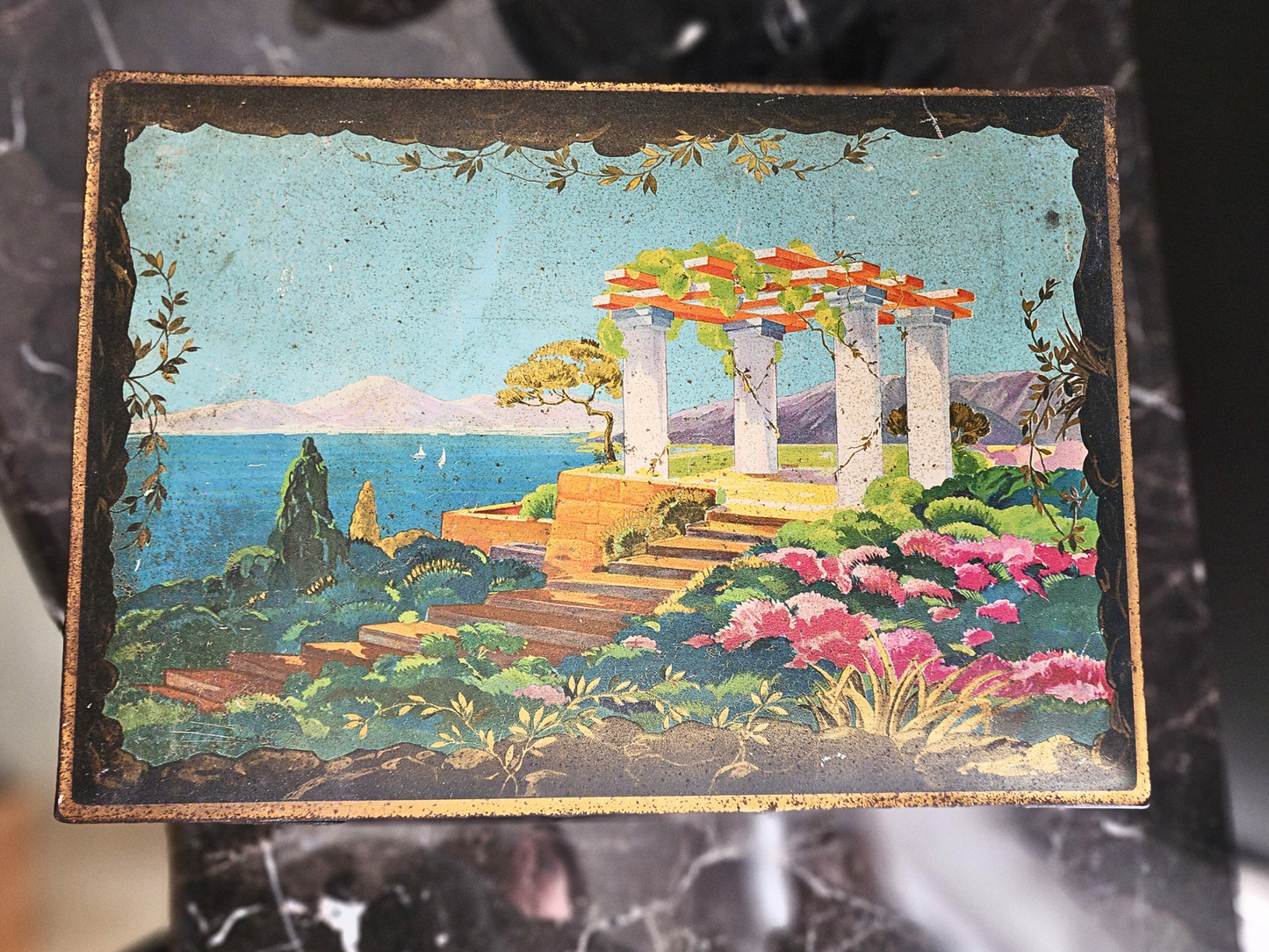 Art Deco Hand Painted Candy Box