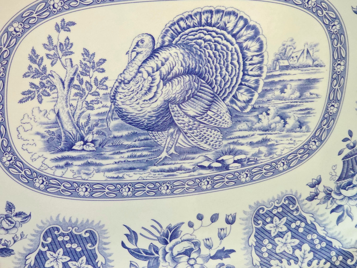 Festival Blue Turkey Platter by Spode Oval Serving Platter Festival Blue Pattern