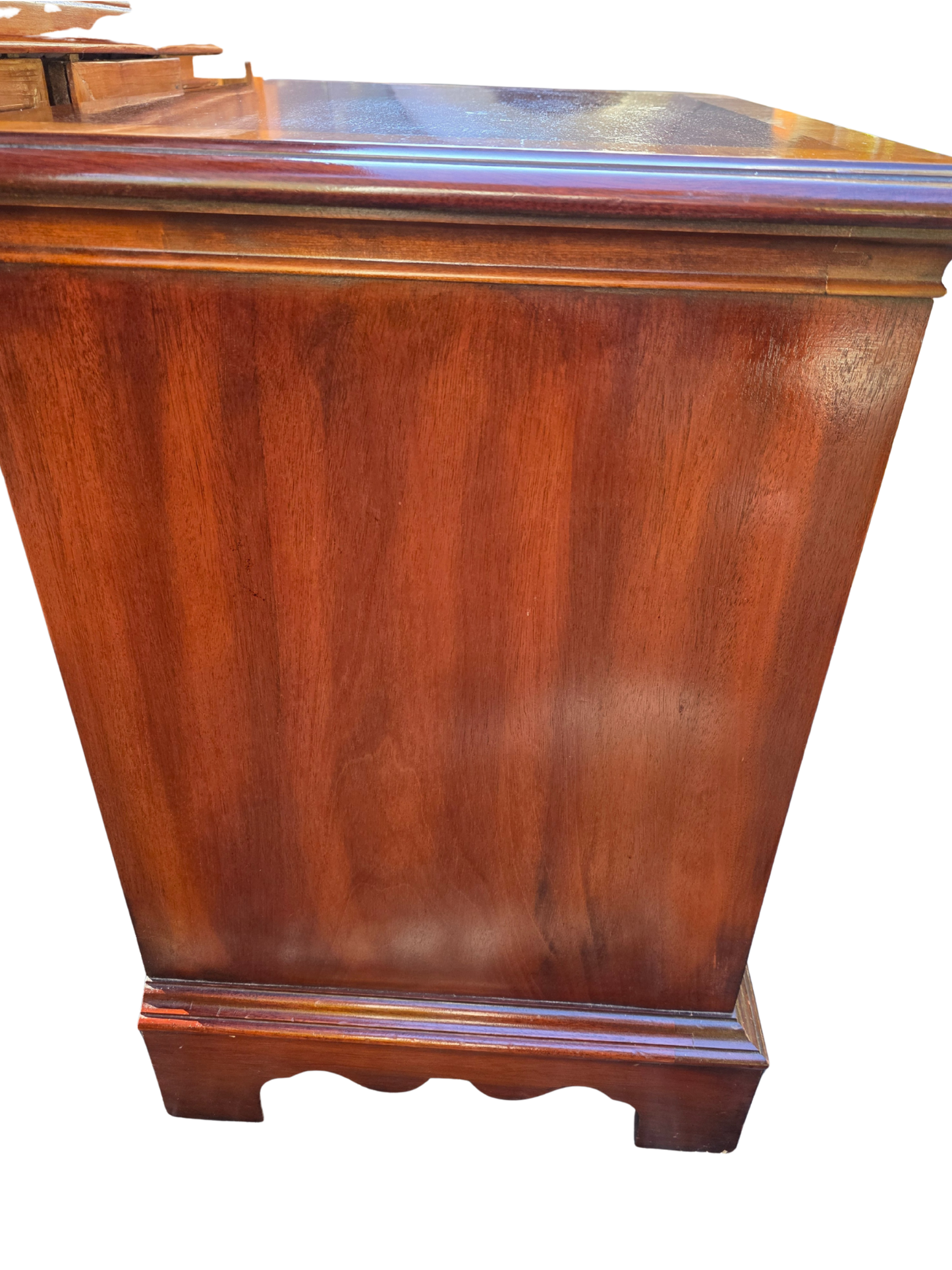 Pair of Dixie Banded Mahogany Chippendale Style Bedside Chests