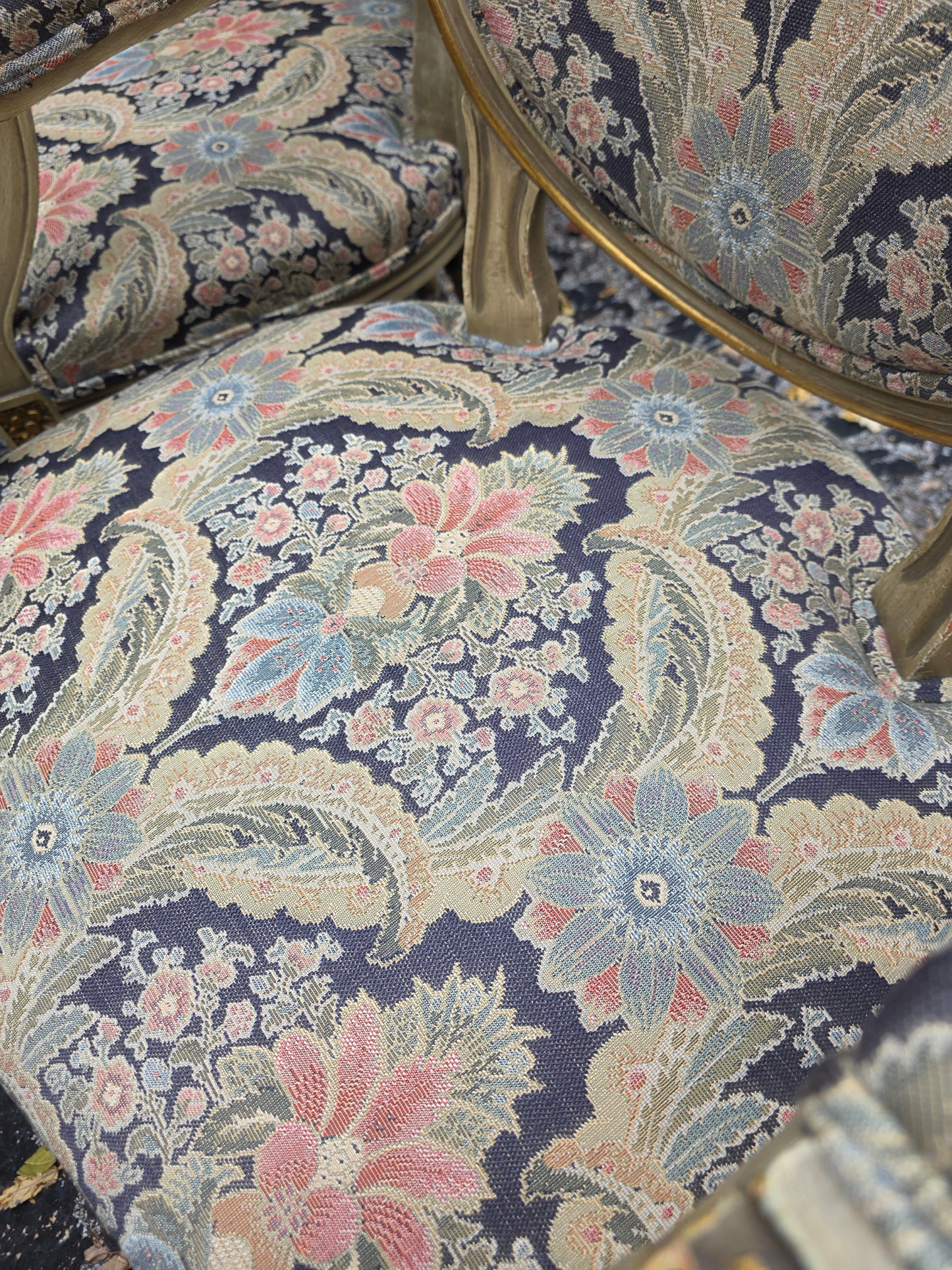 Pair of Louis XVI–Style Carved Fauteuil Armchairs