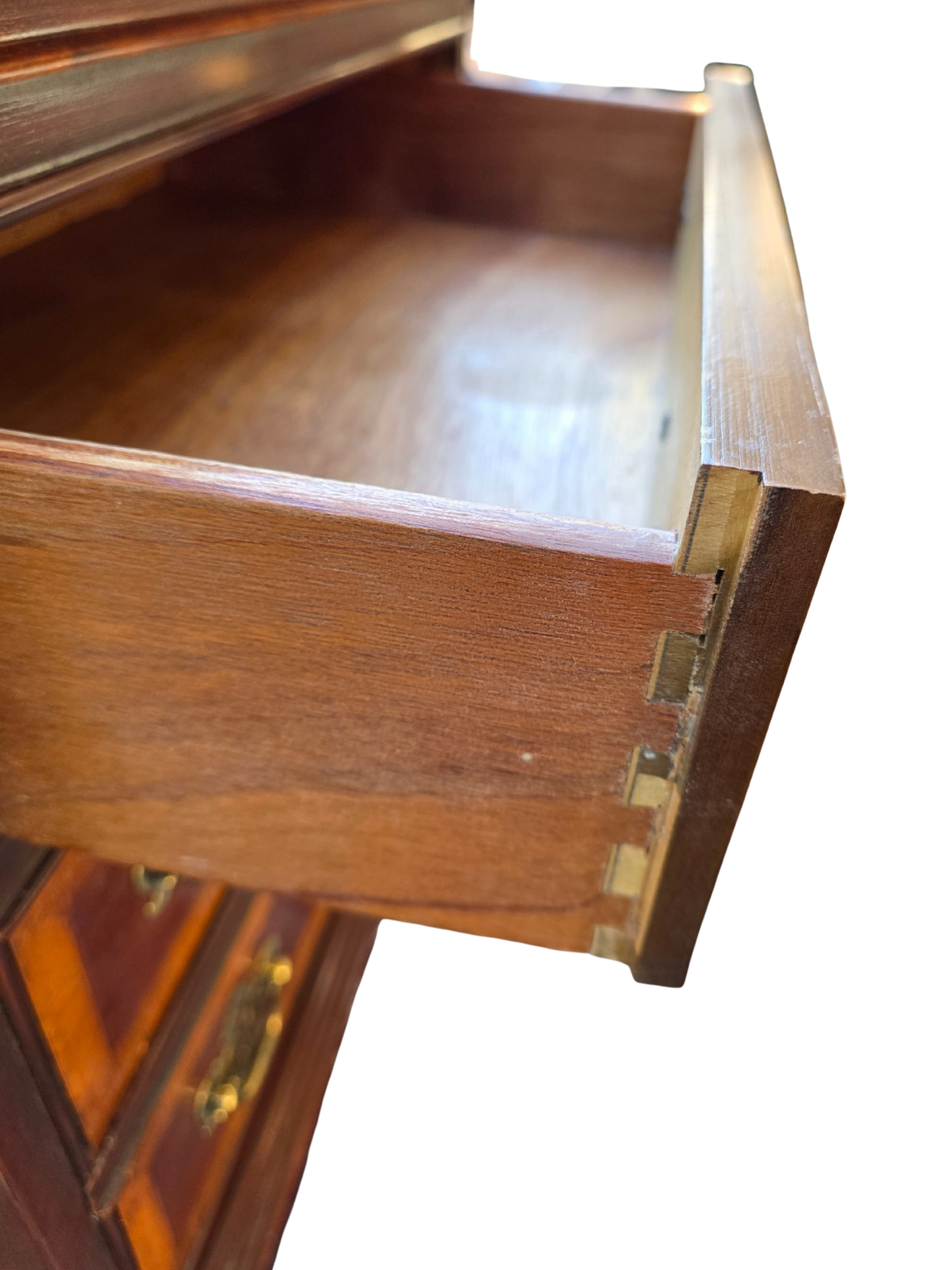 Pair of Dixie Banded Mahogany Chippendale Style Bedside Chests