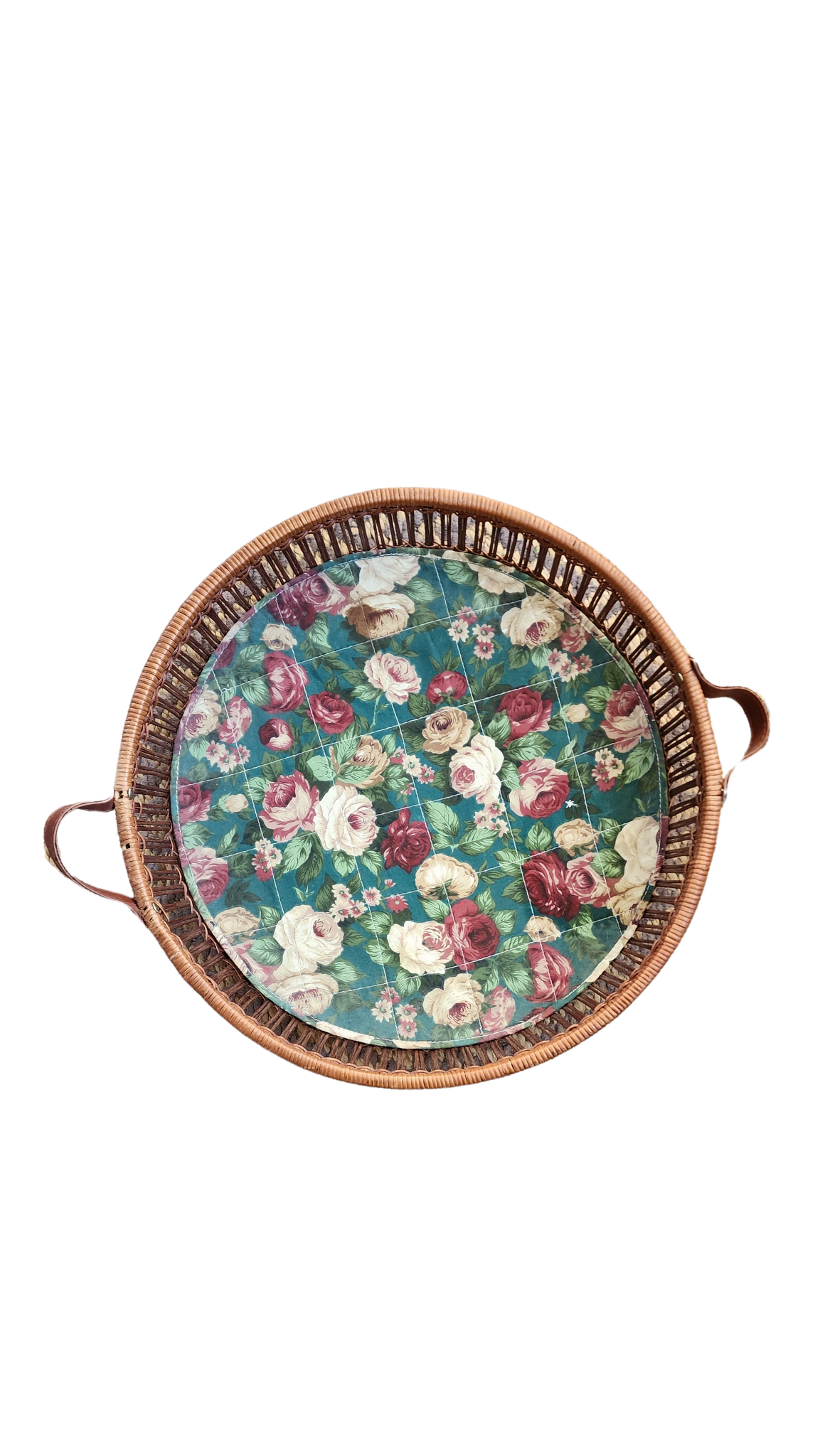 Vintage Round Basket Rose Print