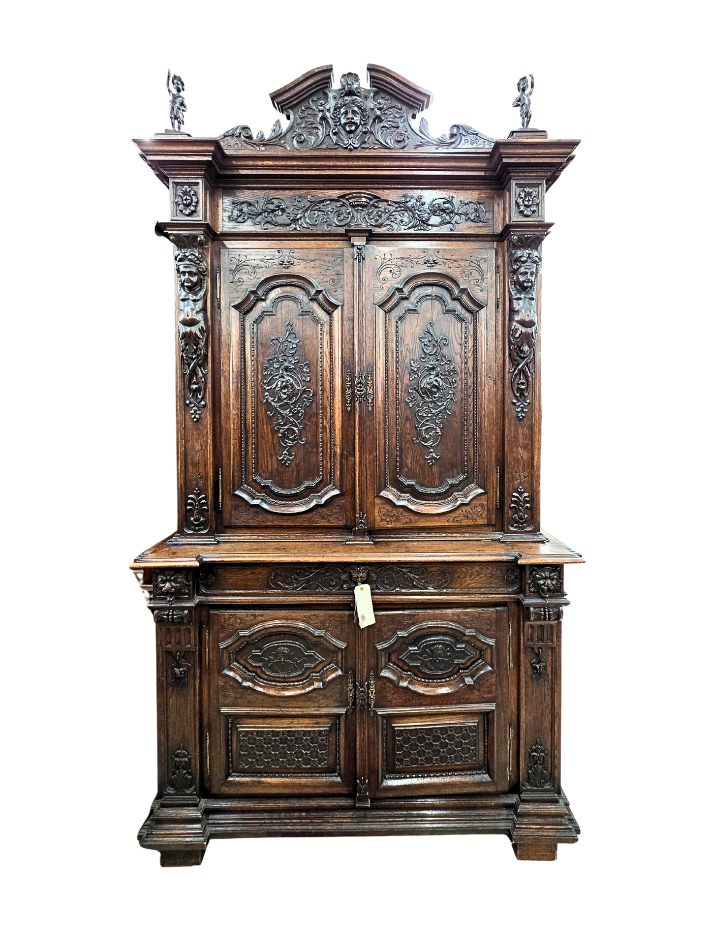 Neo-Renaissance French Antique Walnut Cabinet With Drawers