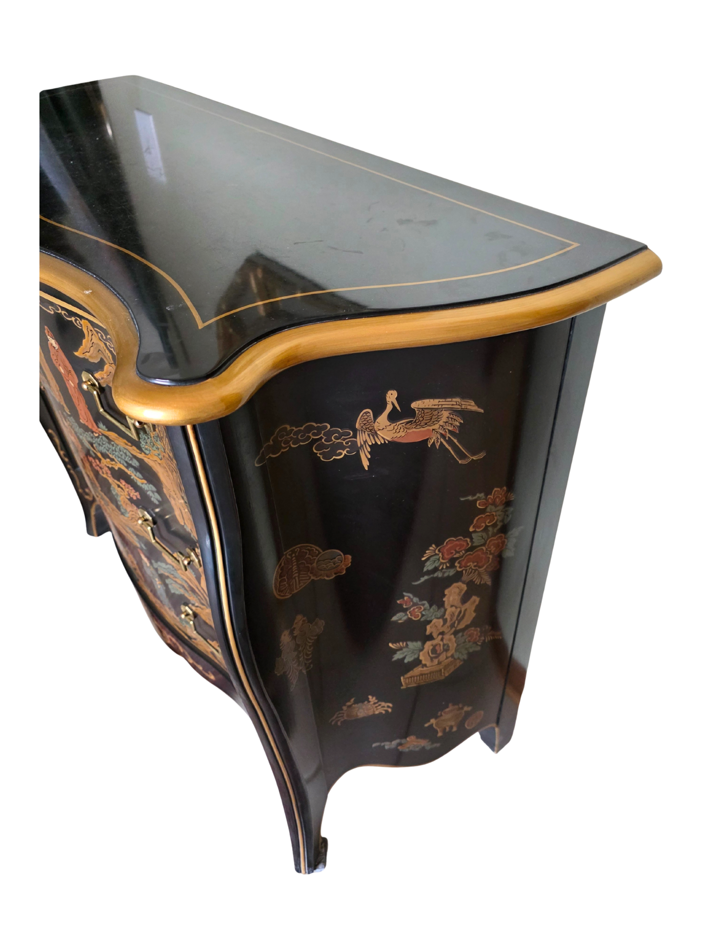 Vintage Chinoiserie Bombe Dresser by Drexel Heritage