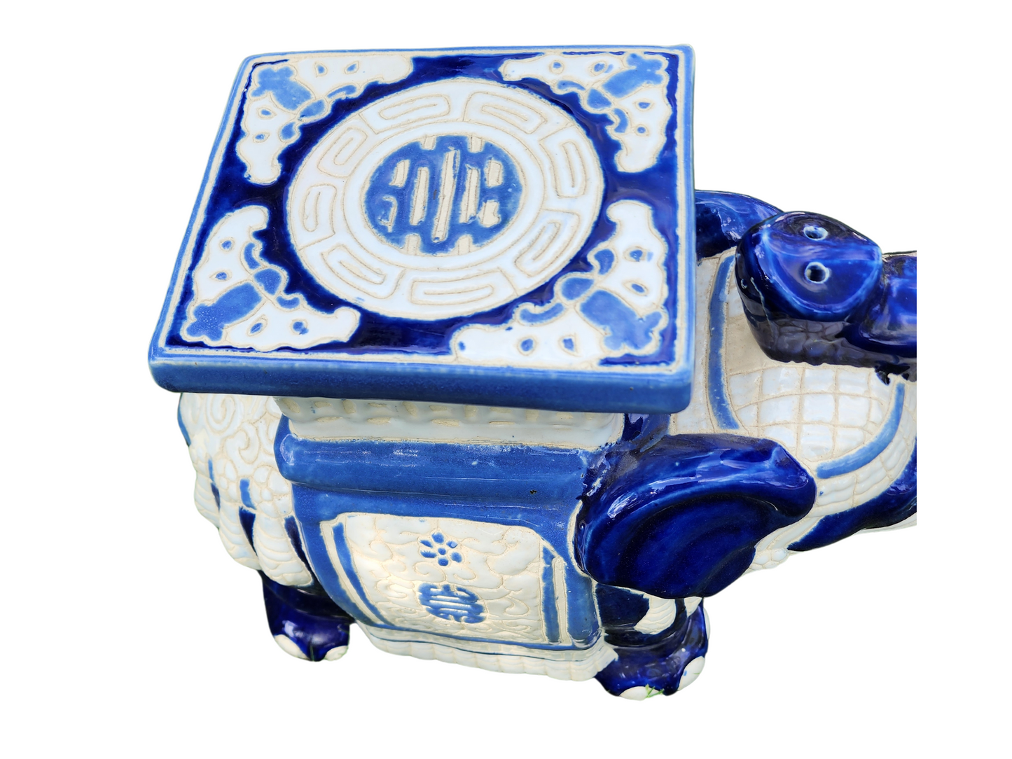 Blue Chinoiserie Elephant Garden Stool