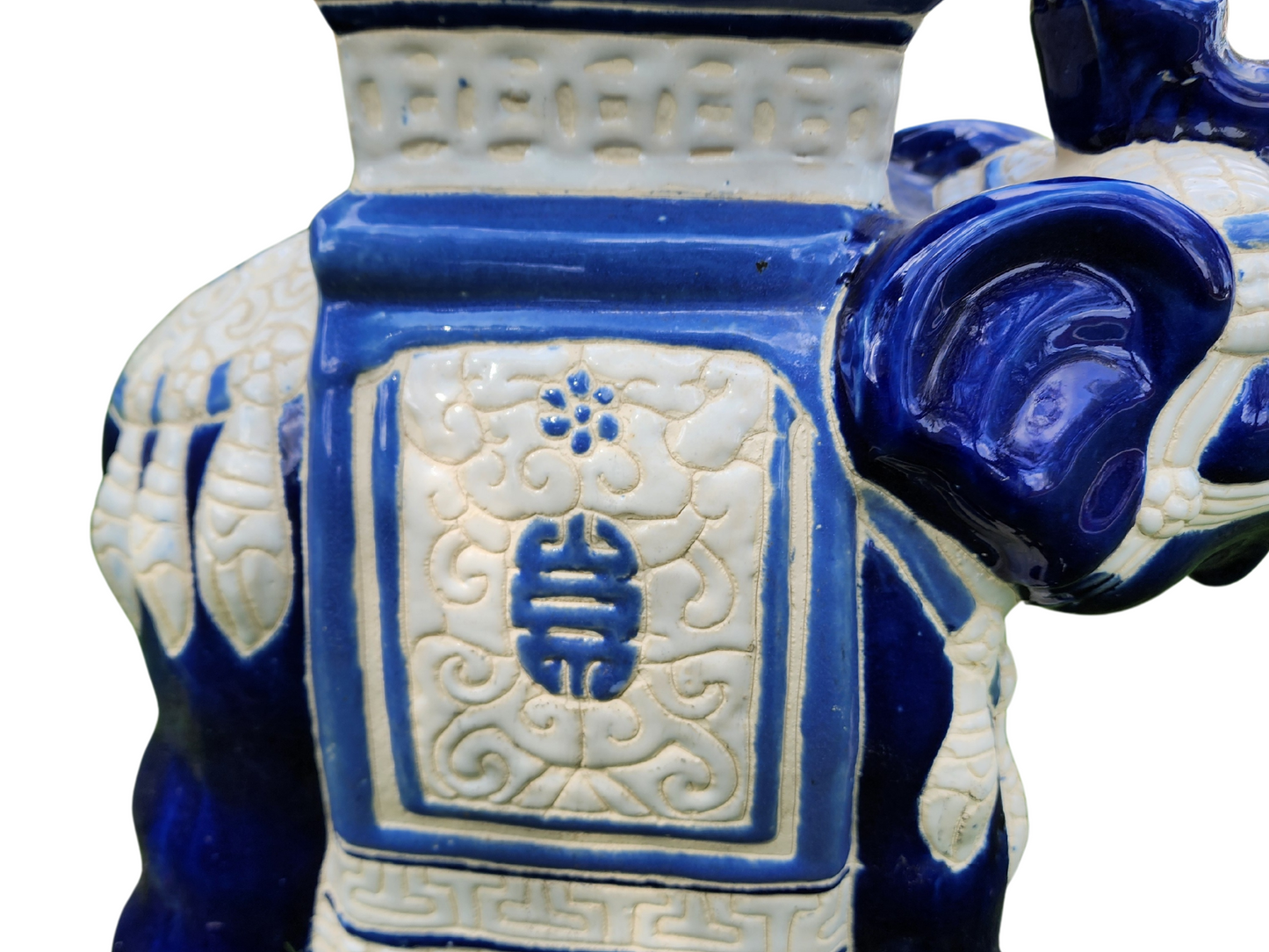 Blue Chinoiserie Elephant Garden Stool