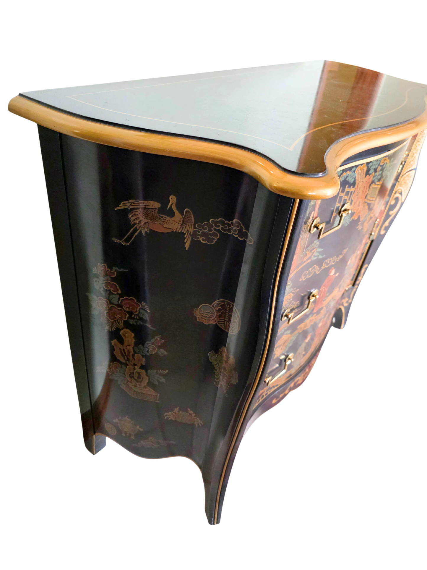 Vintage Chinoiserie Bombe Dresser by Drexel Heritage