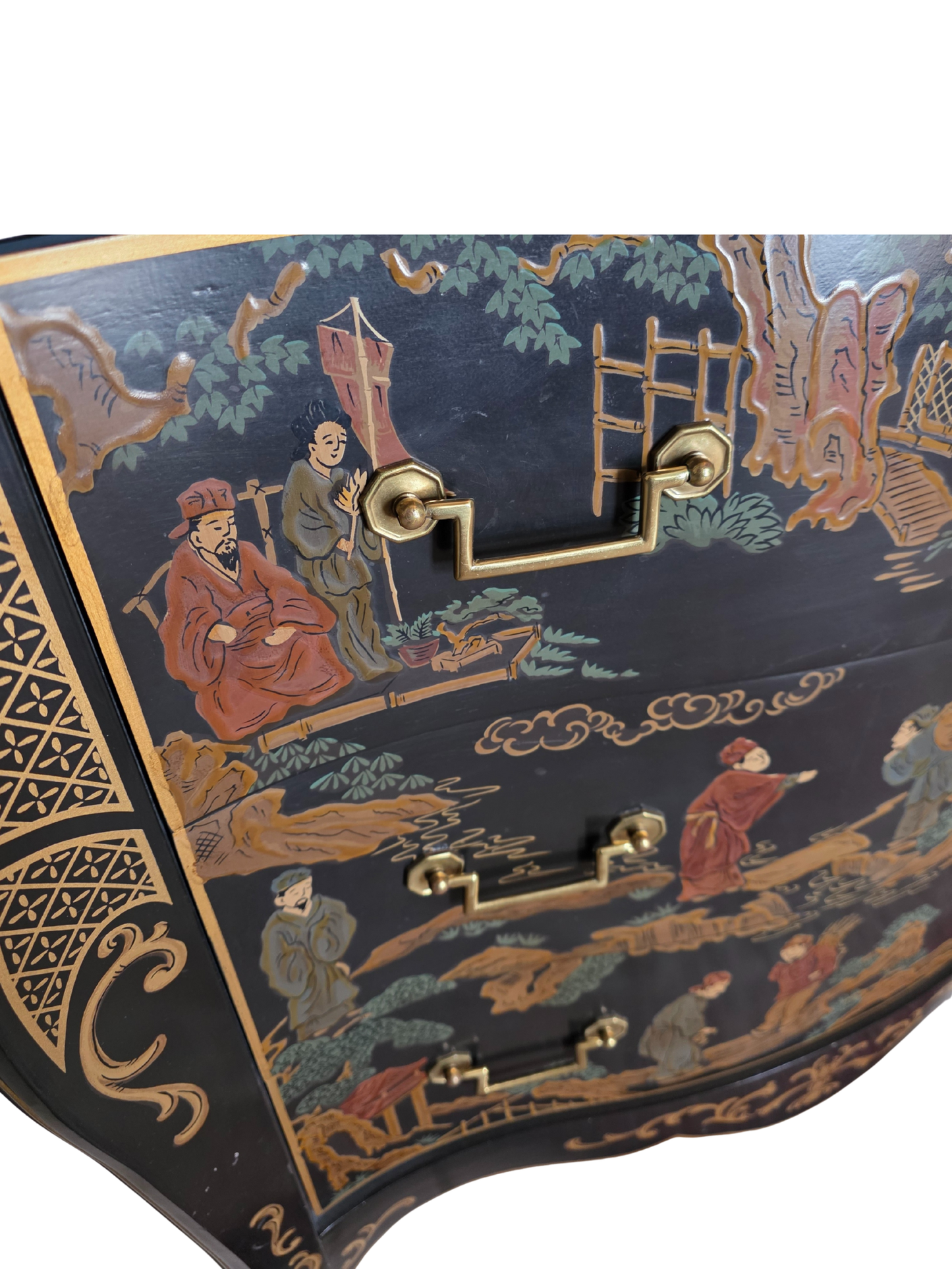 Vintage Chinoiserie Bombe Dresser by Drexel Heritage