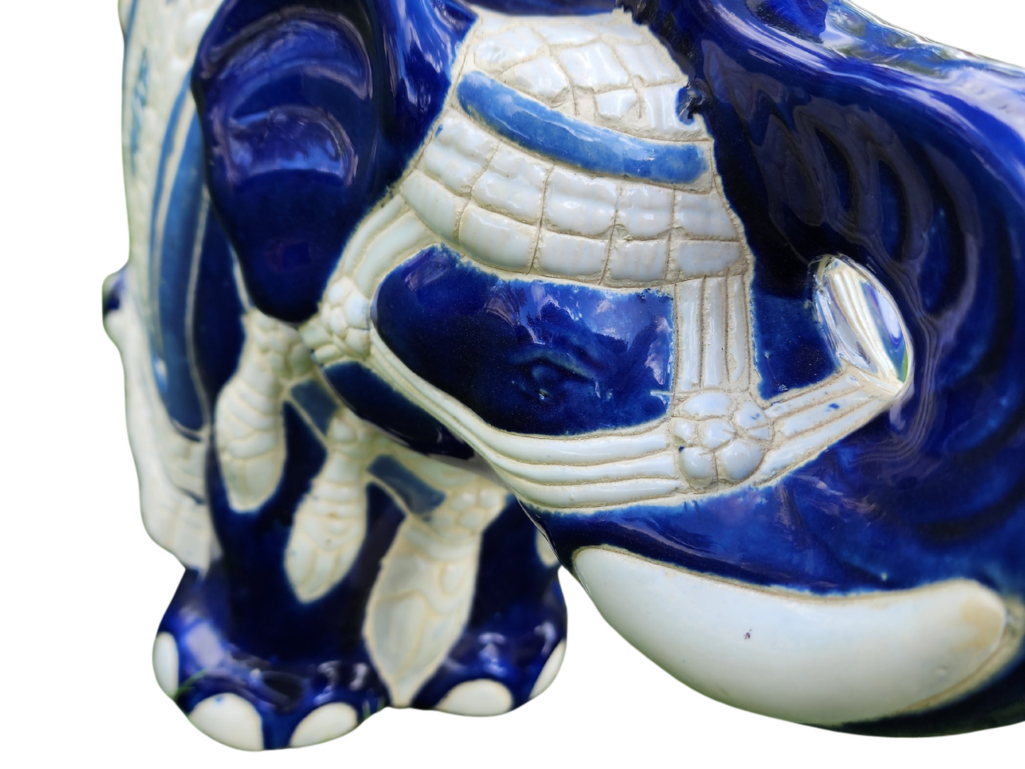 Blue Chinoiserie Elephant Garden Stool